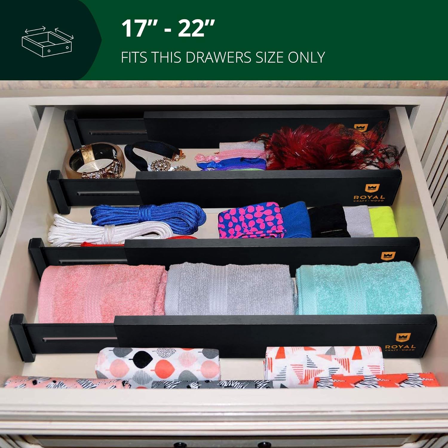 ROYAL CRAFT WOOD RCW-DVDRS2-BLK Drawer-Organizers - View #4