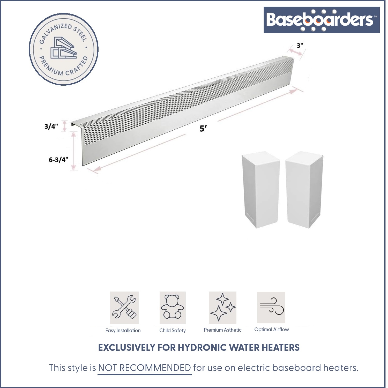 Baseboarders BC001-60-SET-WH Baseboard-Heater-Covers - View #3