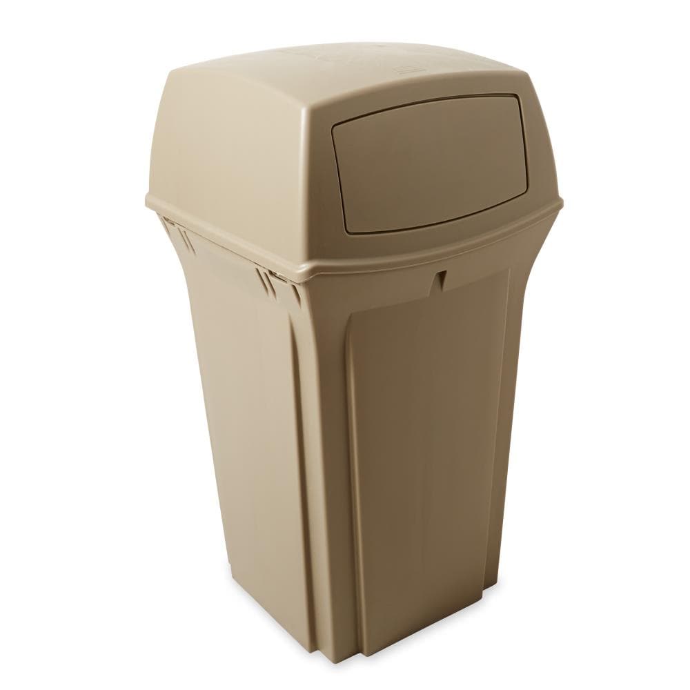Rubbermaid Commercial Products 15- Gallons Beige Plastic Commercial Kitchen  Trash Can with Lid Indoor
