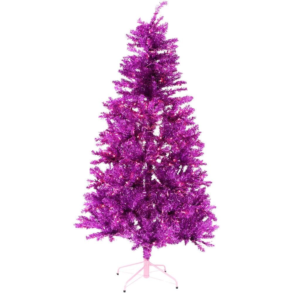 Fraser Hill Farm FFFT070-1PK 7-ft Pre-lit Pink Artificial Christmas Tree with Led/Incandescent Lights