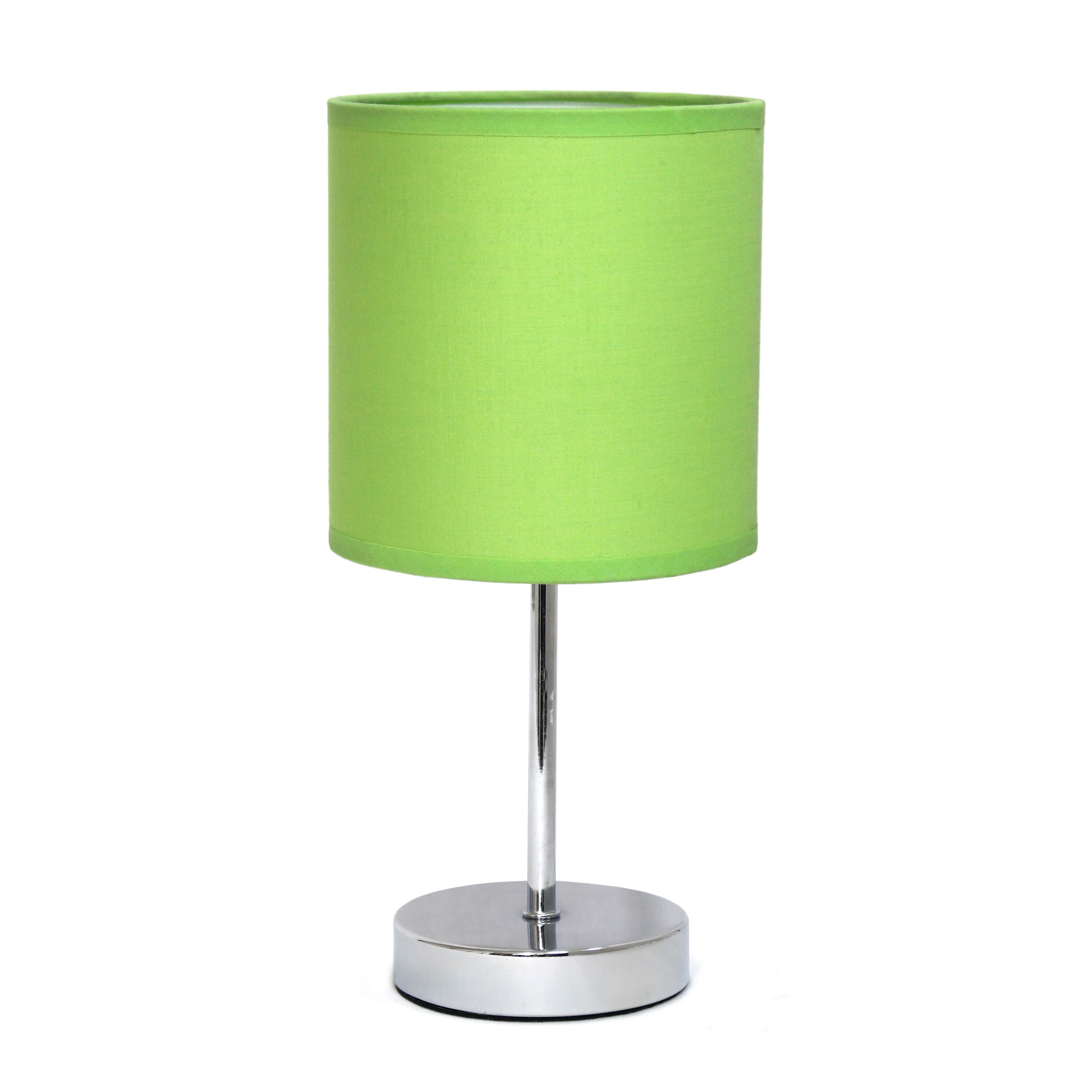 Simple Designs LT1195-GRN 11.81-inch Subtle Sparkle Basic Chrome Mini Table Lamp for Living Room Bedroom Office Green Shade