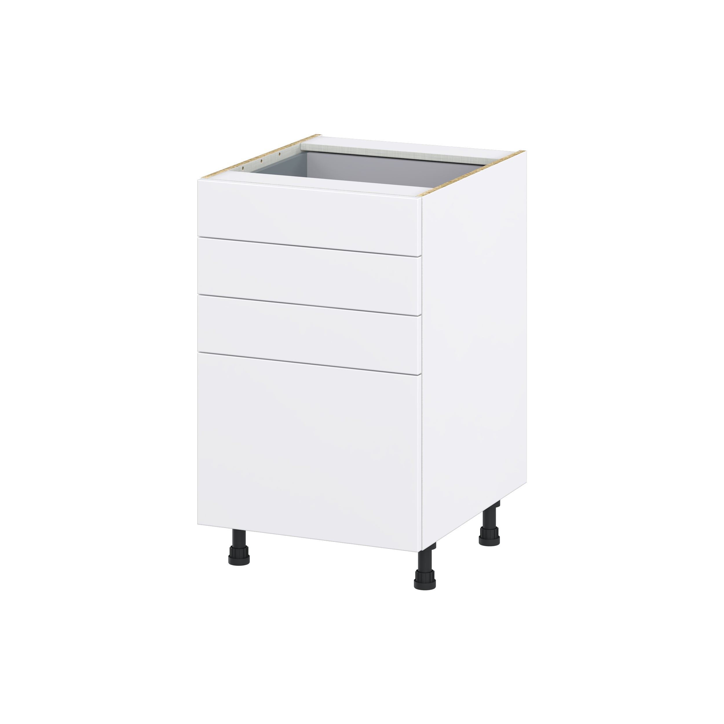 Hugo&Borg Lasalle 21-in W x 34.5-in H x 24-in D Bright White Slab 3-Drawer Base Fully Assembled Cabinet (Flat Panel Style)