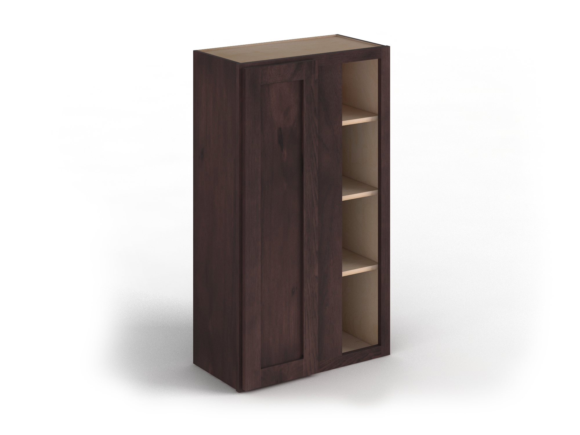 Valleywood Cabinetry 27-in W x 30-in H x 12-in D Rustic Hickory Wall Ready To Assemble Plywood Cabinet (Flat Panel Shaker Door Style)