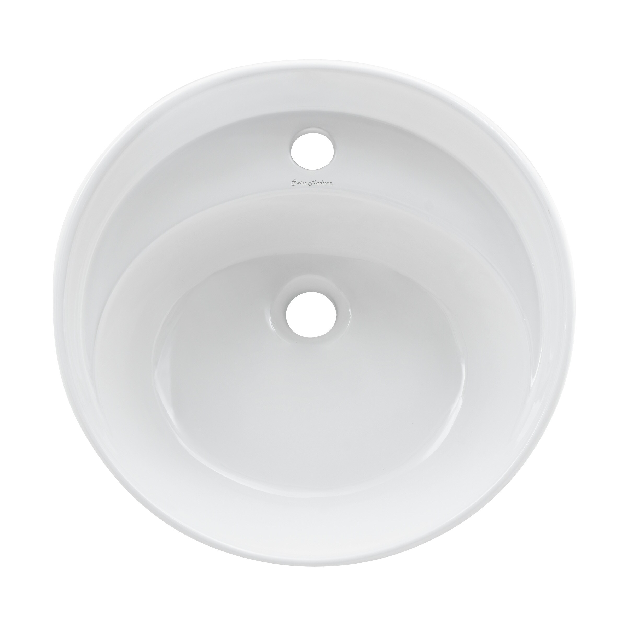 Swiss Madison SM-25-WSLUC03WH Lucerne Ceramic Wall-mount Round Modern Glossy White Bathroom Sink ( 18-Inches x 18-Inches )