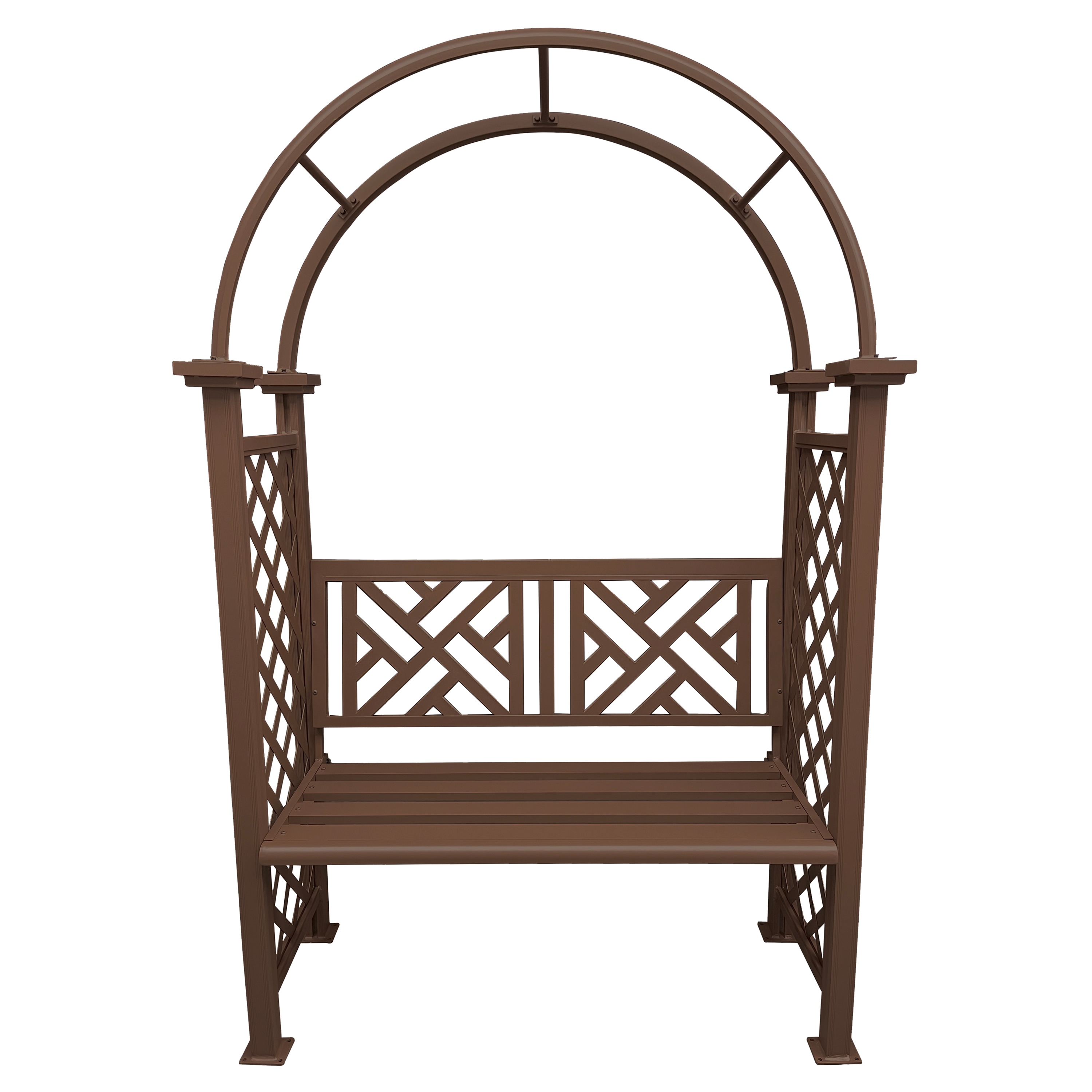 Oakland Living 4.27-ft W x 6.82-ft H Arched Brown Extruded aluminum Garden Arbor