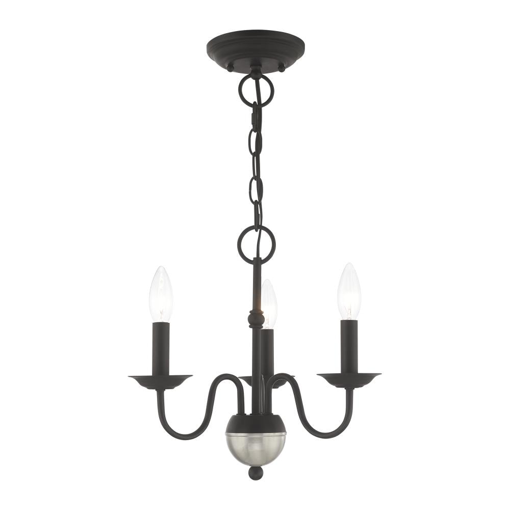 Livex Lighting 52163-04 Windsor 3 -Light Matte Black Traditional For Use in Bathrooms, Bedrooms, Dining Rooms, Foyers, Kitchens, Living Rooms Chandelier