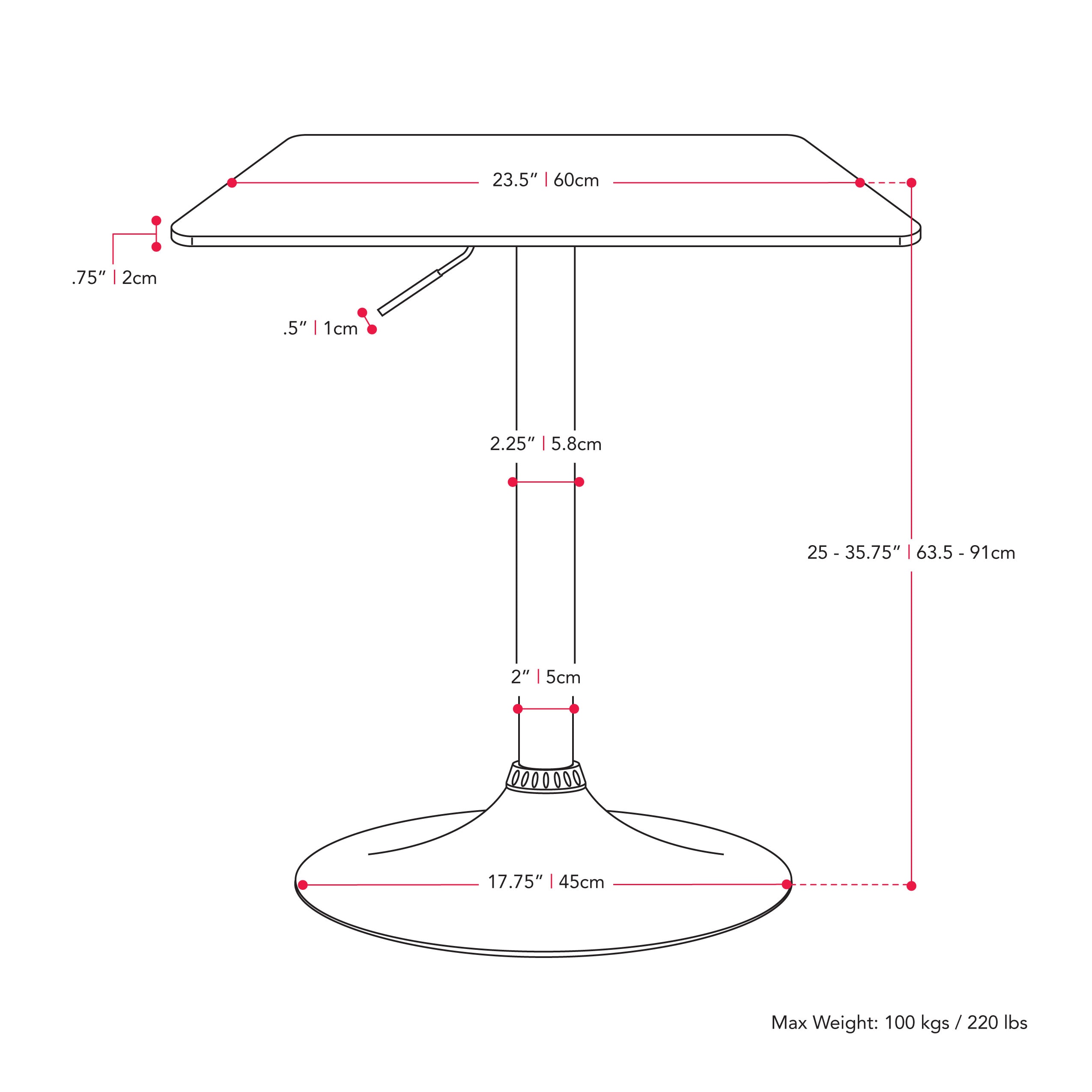 Black Adjustable Height Square Wood Bar Table