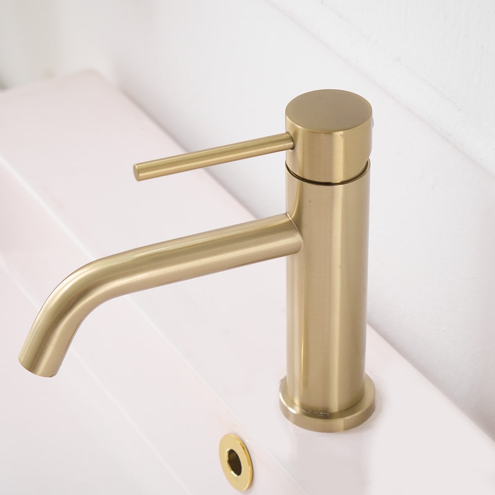 Brushed Gold Single Handle Deck-Mounted Bathroom Faucet