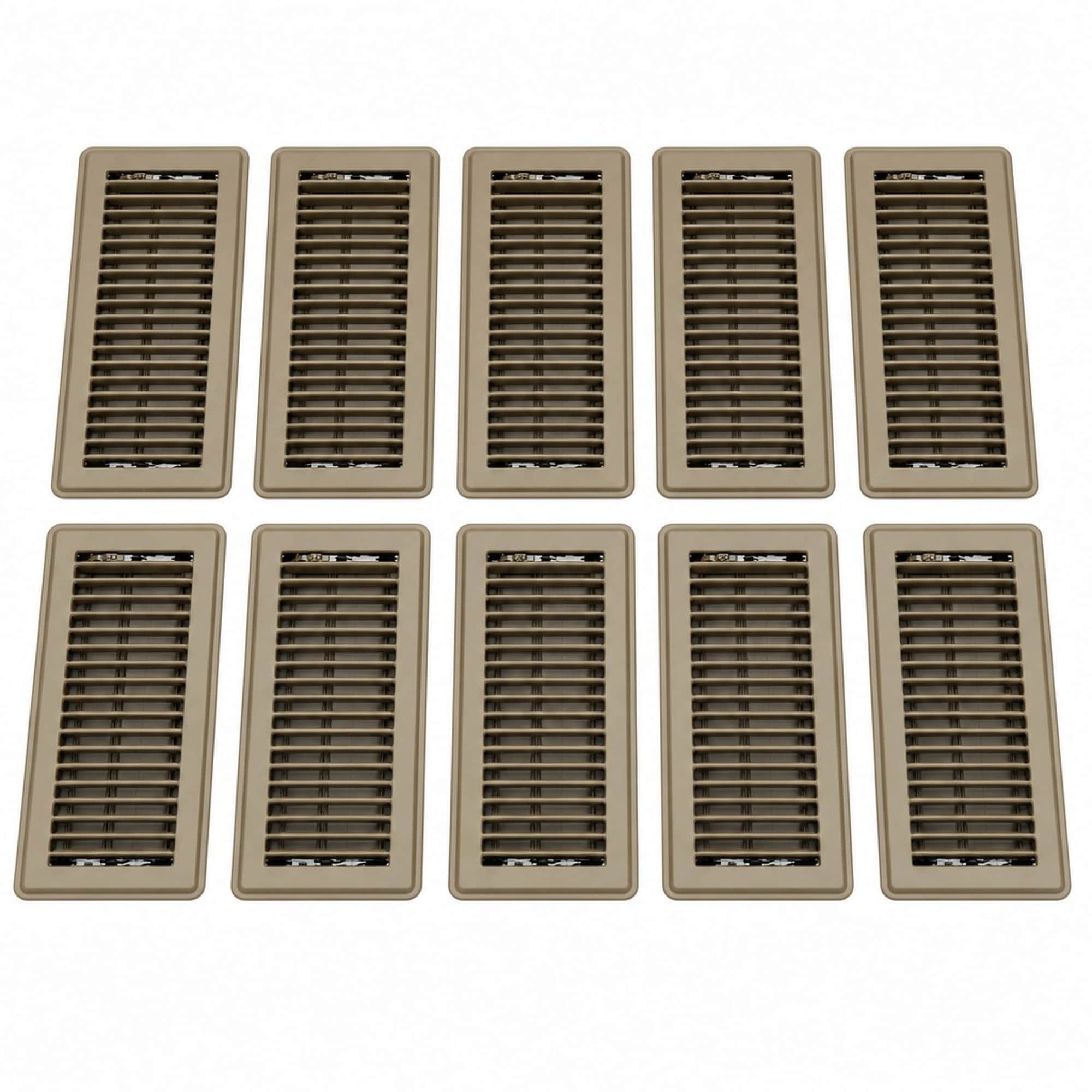 OGETFUUR 10-Pack Brown Floor Register Vent Covers with 4in x 10in Adjustable Airflow Design for Residential Heating Cooling featuring Durable Steel Construction and Easy Installation