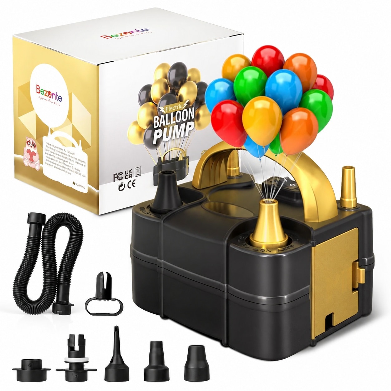 AKSCYZM  Electric Balloon Pump Portable Dual Nozzle Air Inflator Kit for Latex Foil Balloons Pool Toys Beds with Extension Hose and Tying Tool