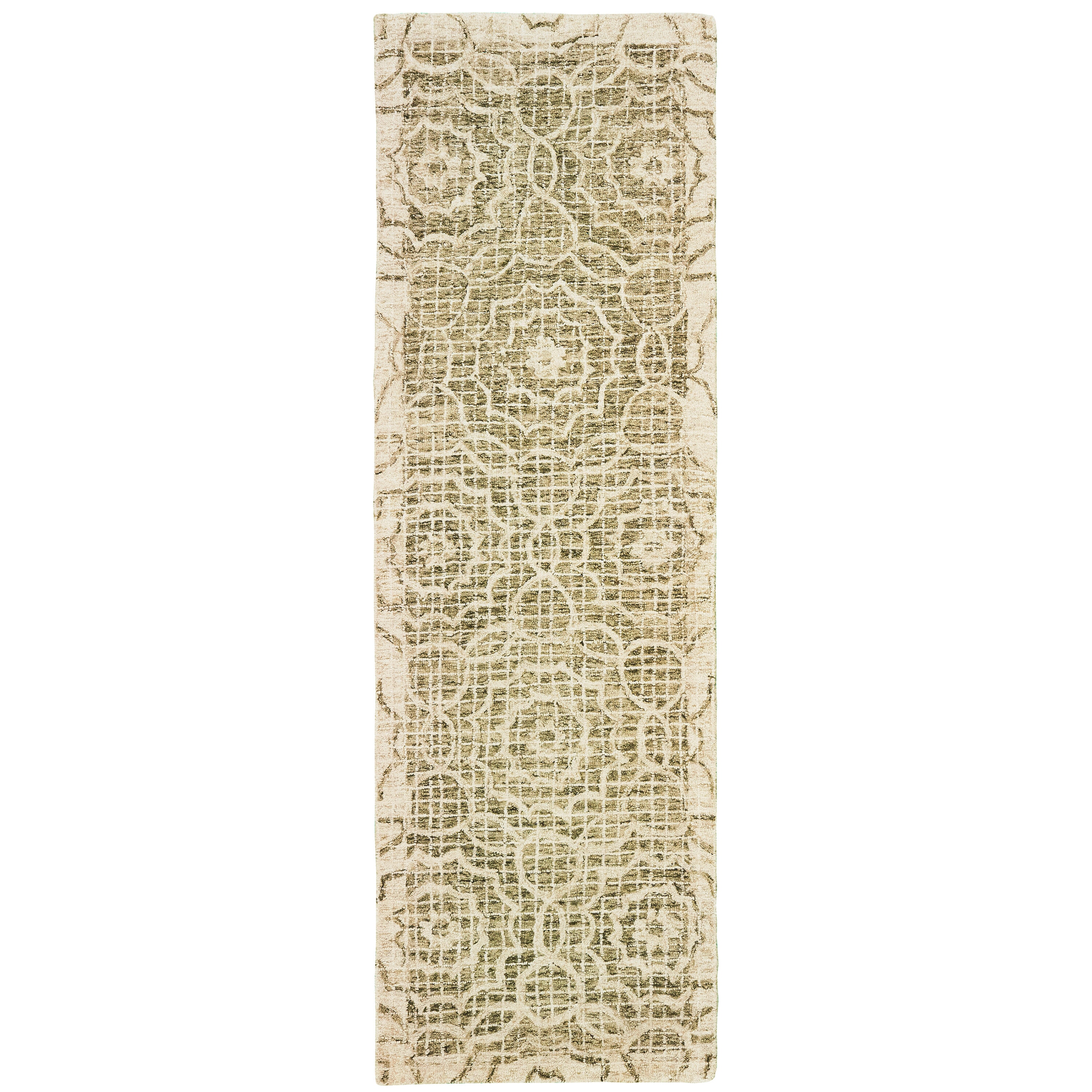 Archer Lane 556TALL063L Opulent 2 x 8 (ft) Tufted Wool Green Rectangular Indoor Geometric Global Runner rug