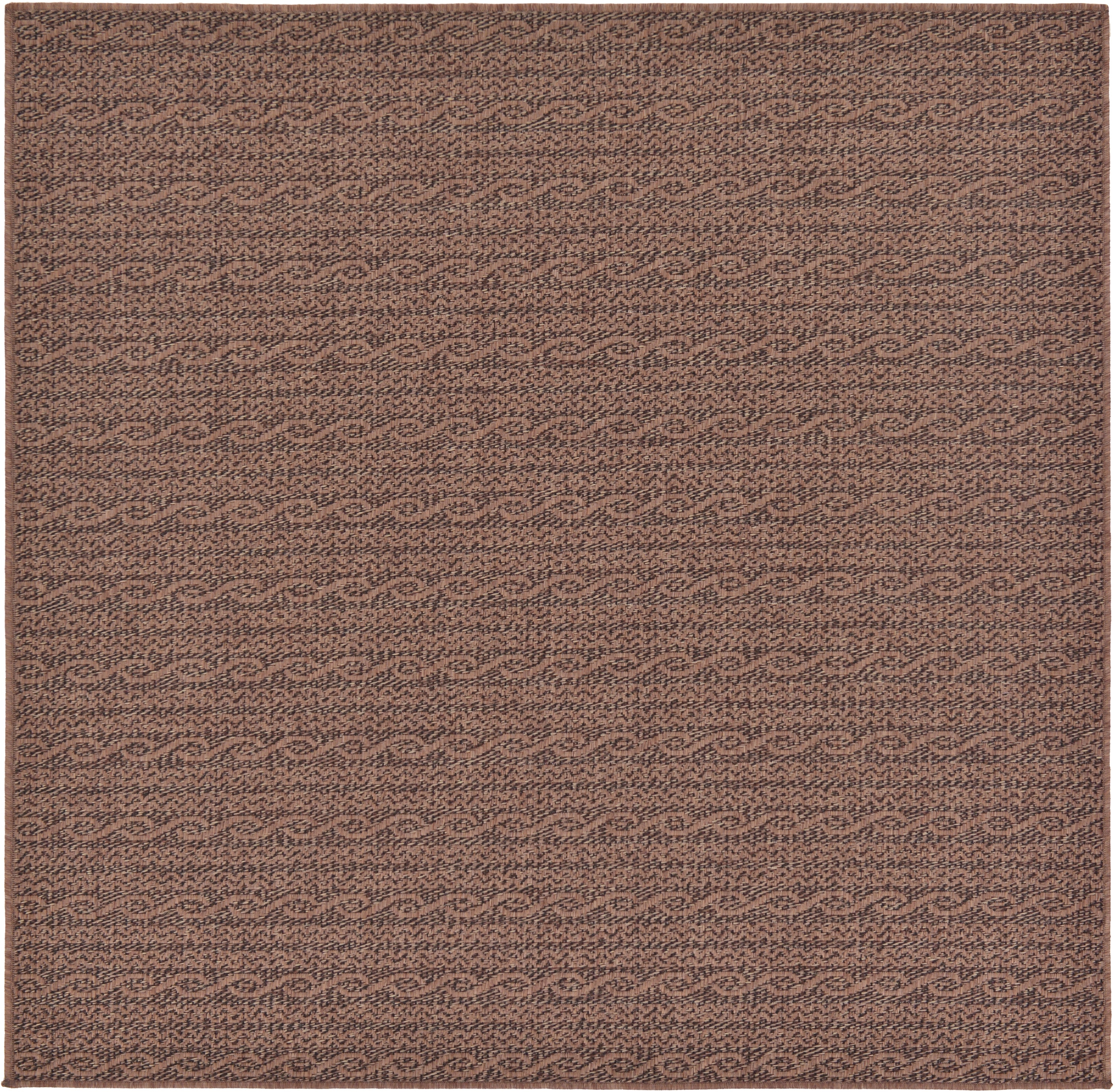 Unique Loom 3126530 Links Outdoor 6 x 6 (ft) Loomed Polypropylene Brown/Black Square Indoor/Outdoor Stripe French Country Area rug