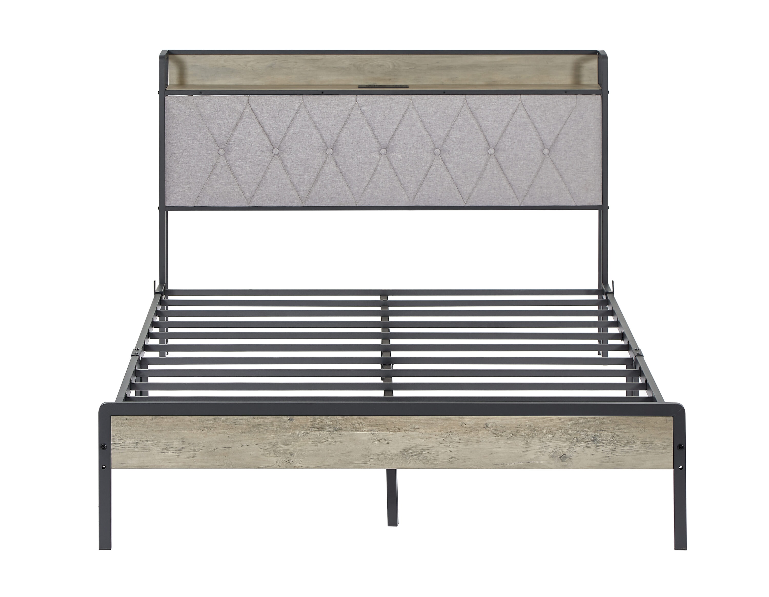 Poly furniture BF-2 Grey Full Metal Bed frame Bed