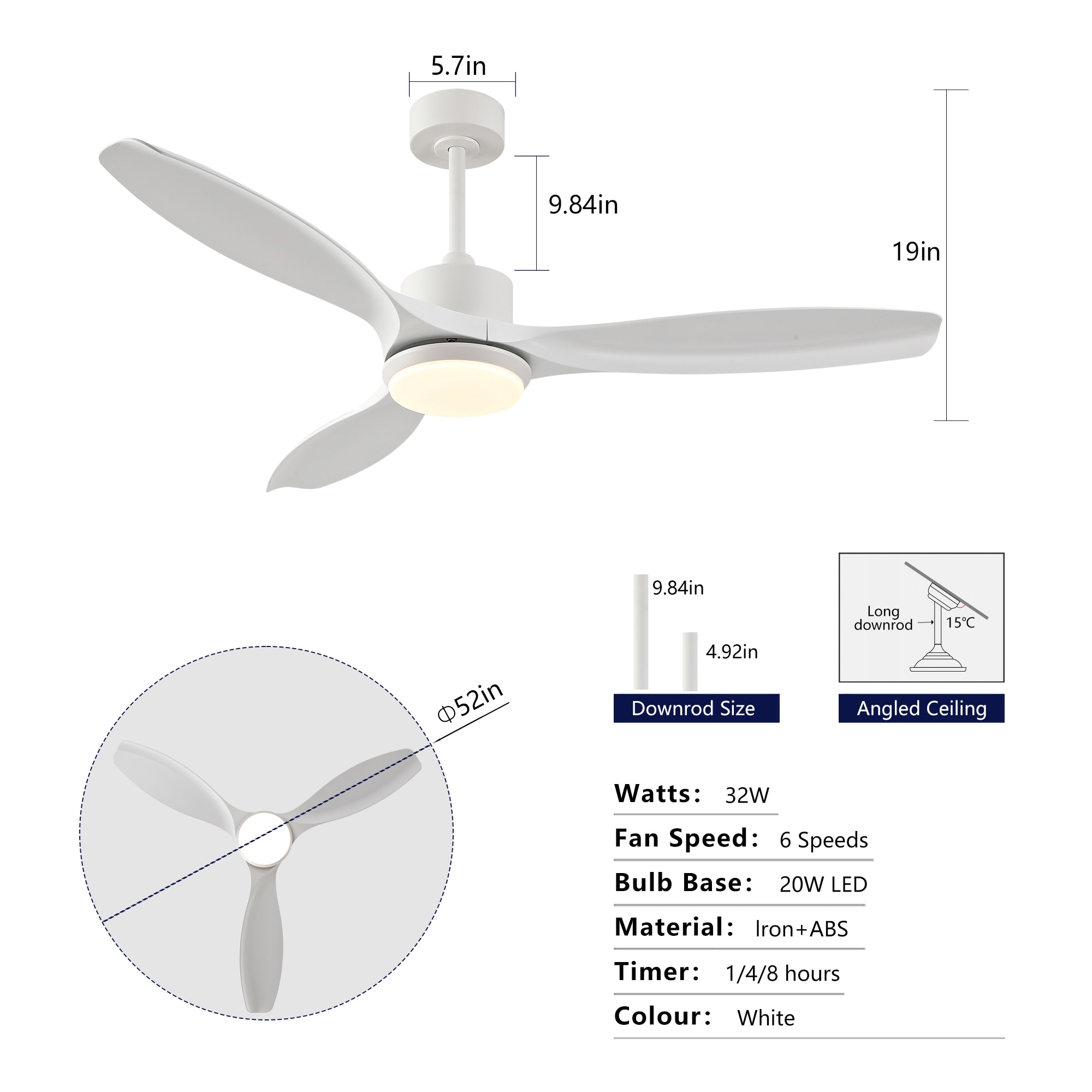 Wellspeed 52LSP407016WH Ceiling-Fans - View #3