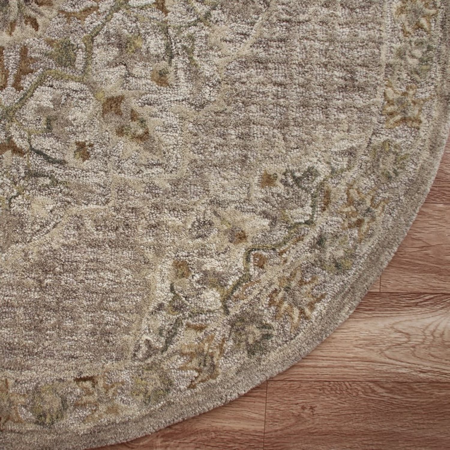 Handmade Traditional Medallion Tufted Wool Round Rug - 4'