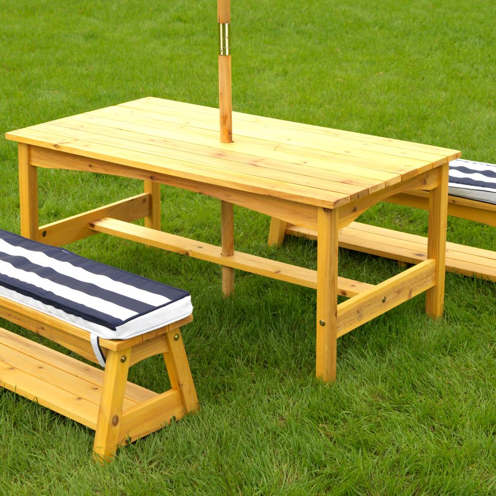 KidKraft 46" Navy and White Striped Outdoor Wooden Table & Bench Set