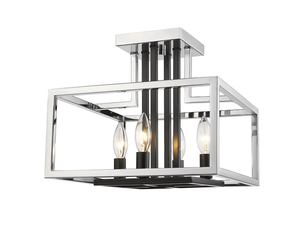 Z-Lite 456SF-CH-BK Quadra 1 -Light 13-in Polished Multiple colors/finishes Semi Flush Mount Light