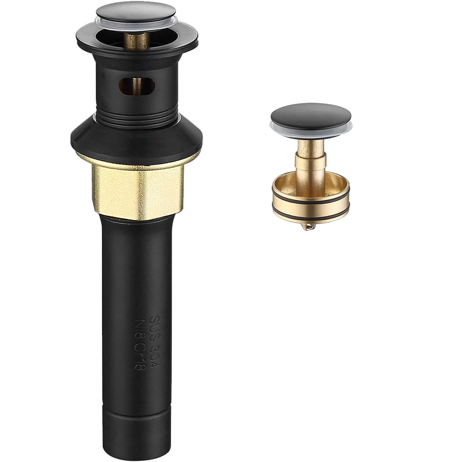 LUXEYARD - Pop-Up Drain Stainless Steel With Overflow Anti-Clogging for Vessel Sink Lavatory Vani...