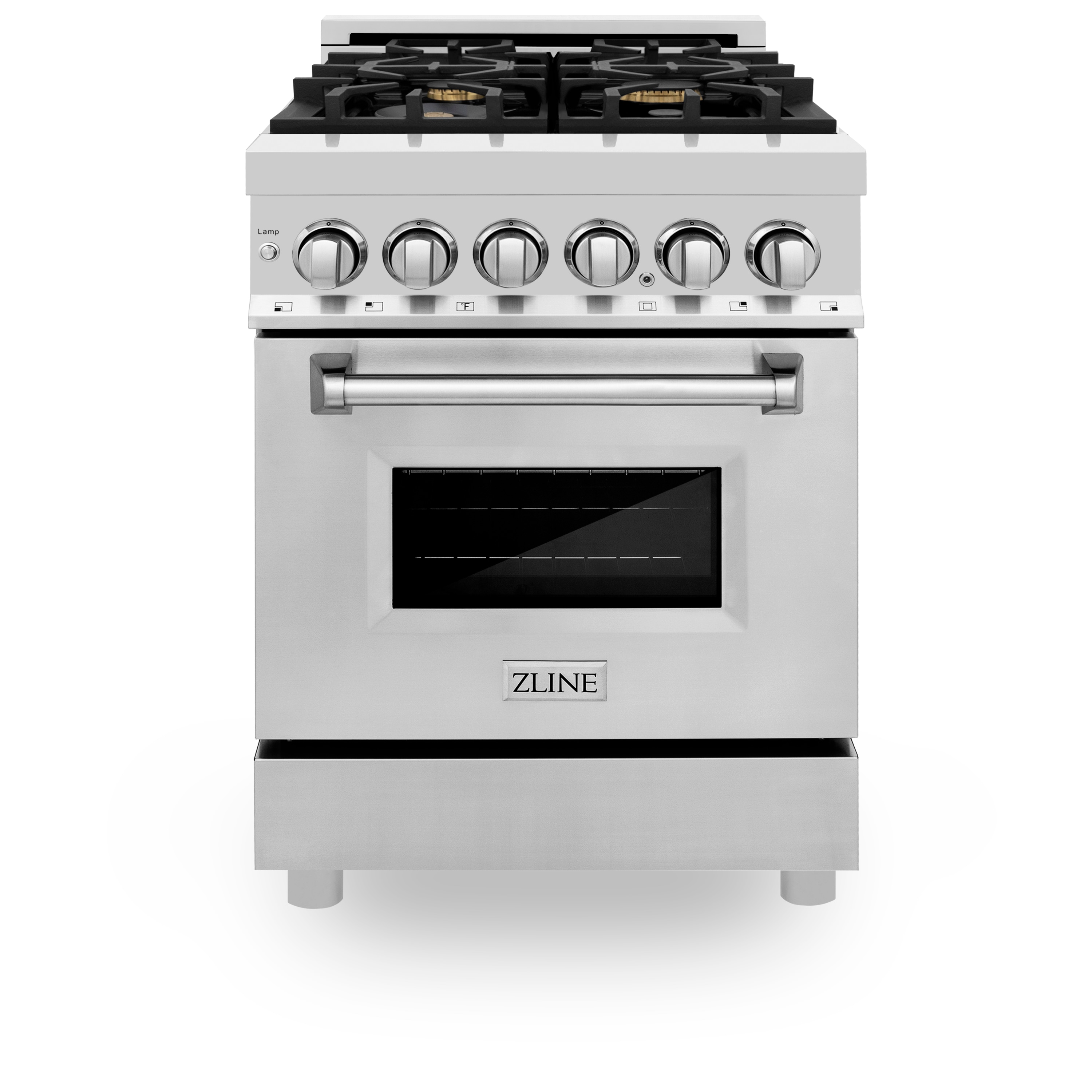 ZLINE KITCHEN & BATH RA-BR-24 Legacy 24-in Deep recessed 4 burners Convection Oven Freestanding Dual Fuel Range ( Stainless Steel with Brass Burners )
