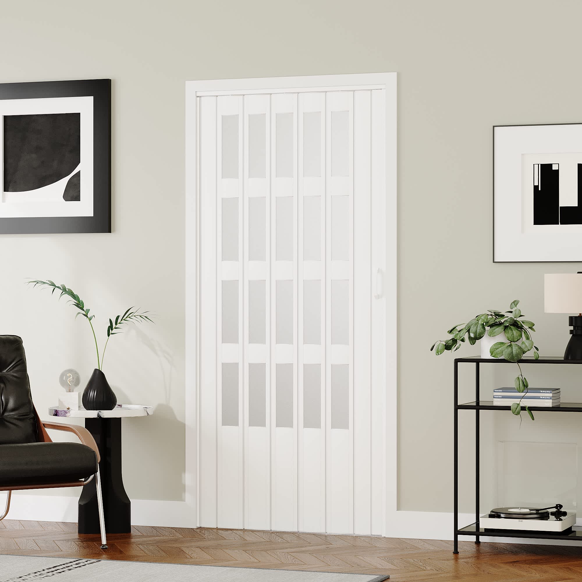 HYALON - Accordion Doors with Magnetic Closure Privacy Room Divider for Internal Use with Track H...