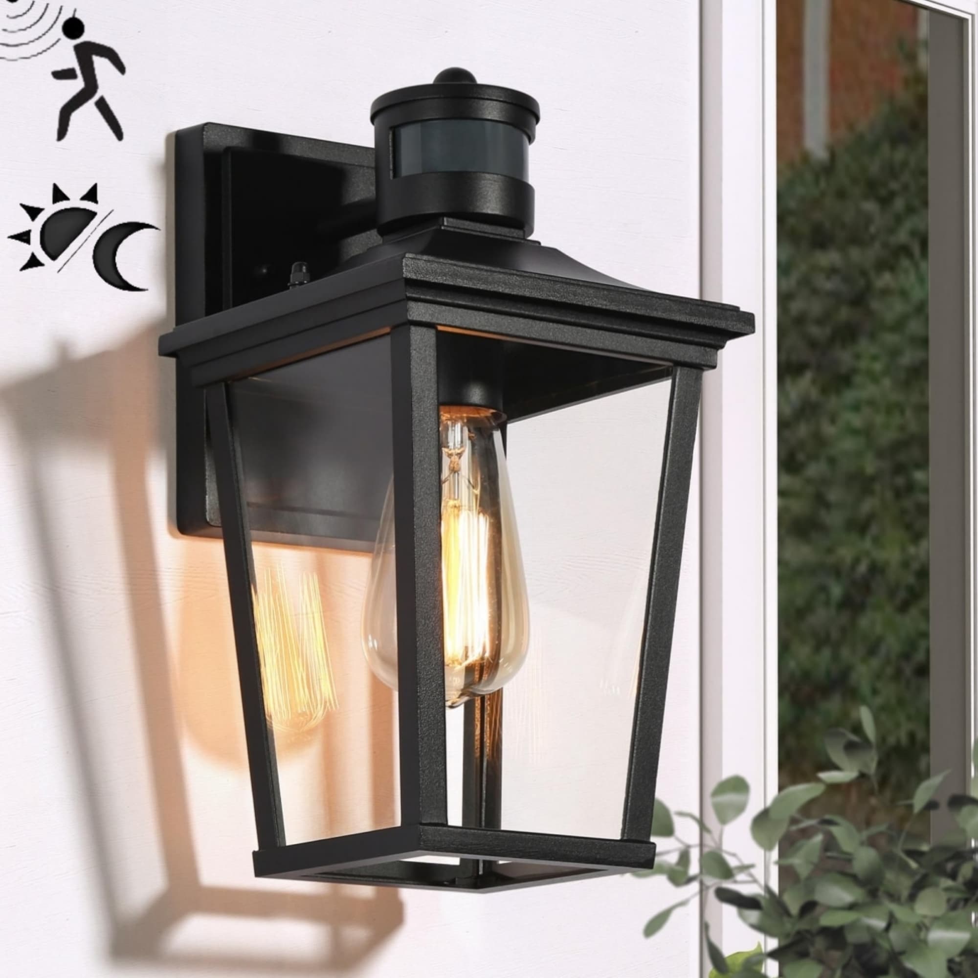 LNC Melanthius 1-Light 12-in Textured Black and Clear Glass Modern ...
