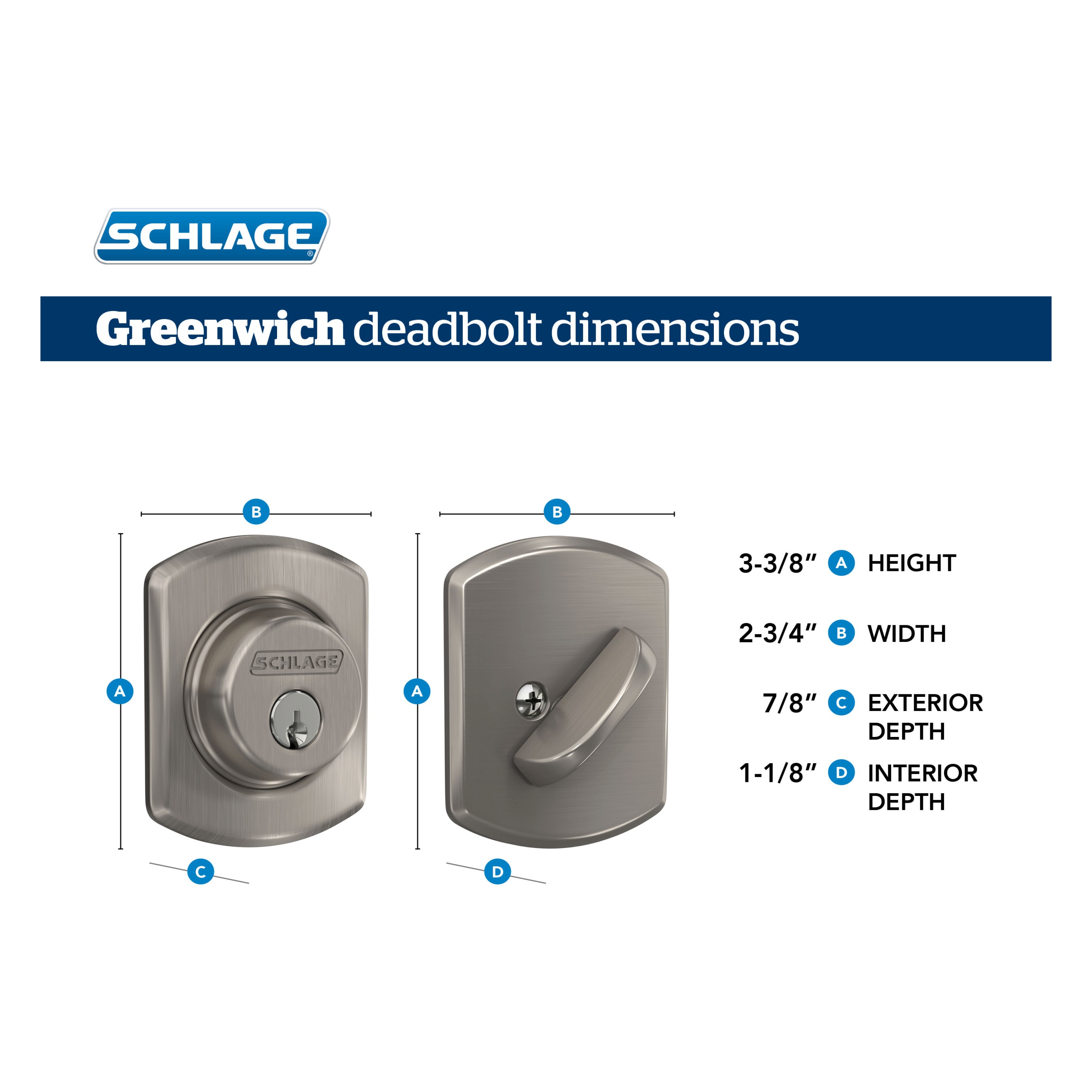 Schlage LOCK B60 N G GRW 622 Door-Deadbolts - View #3