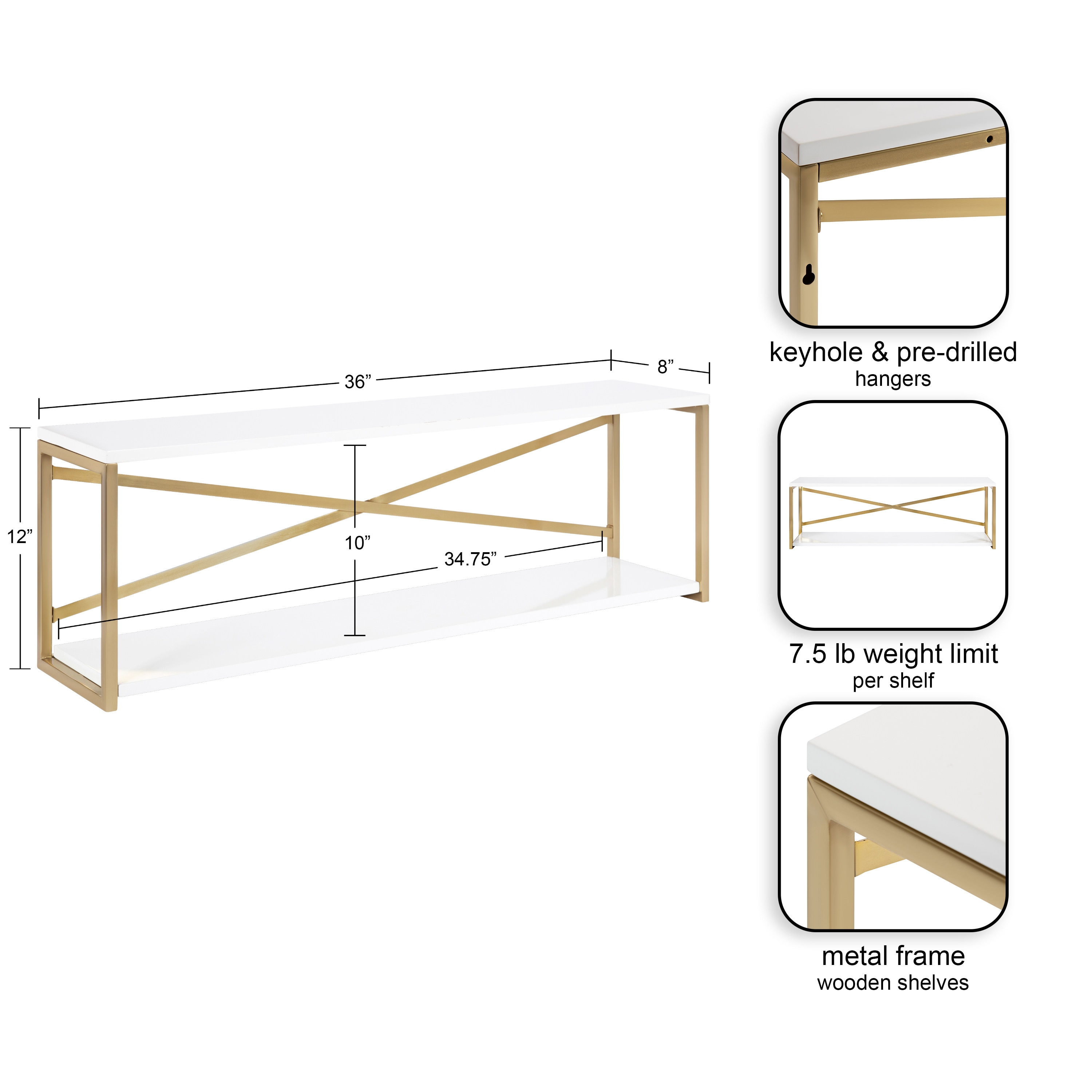 Kate and Laurel 223482 Wall-Mounted-Shelving - View #2