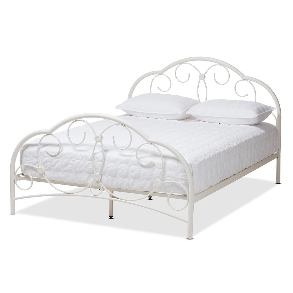 Baxton Studio Liliane White Full Metal Platform Bed at Lowes