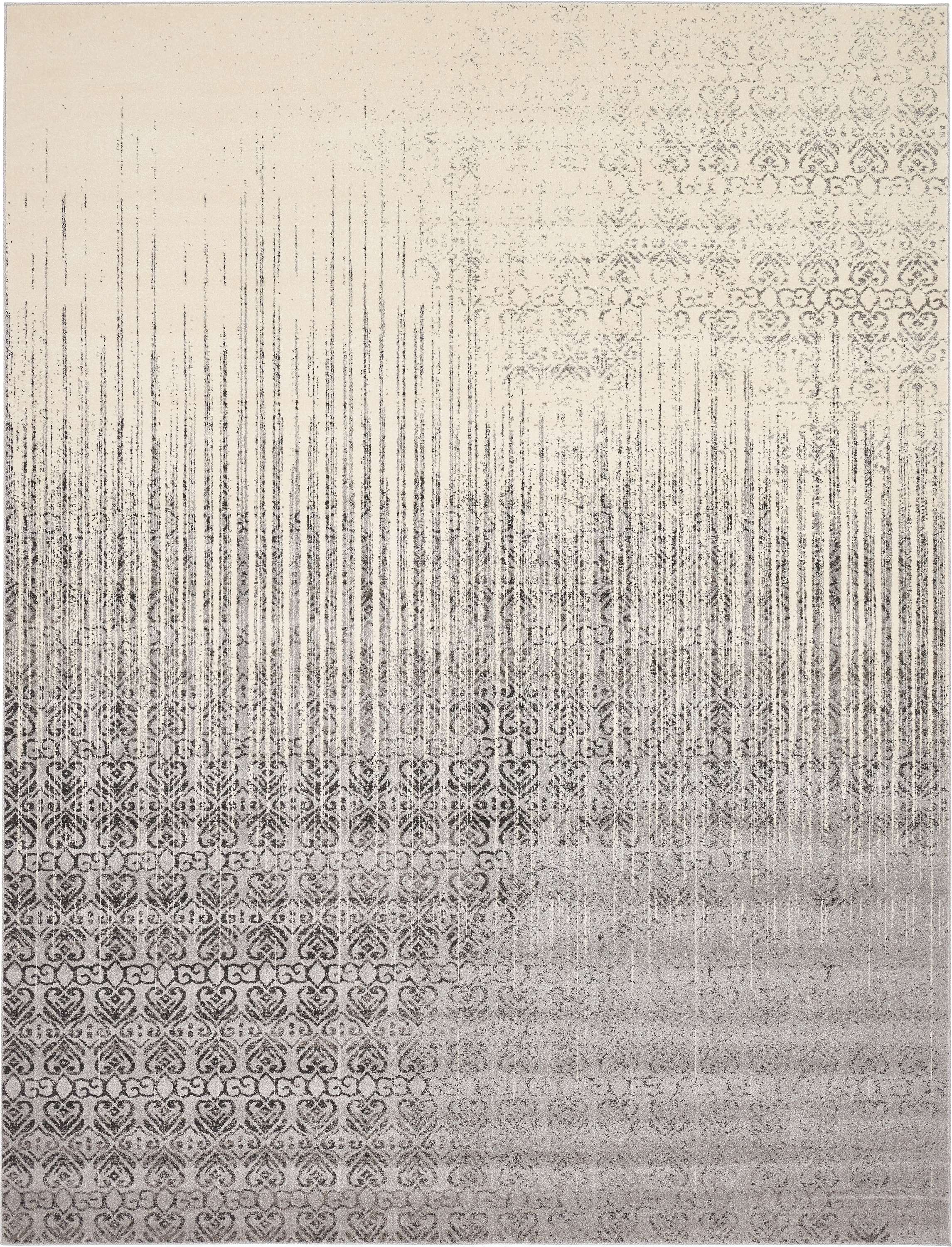 Unique Loom 3133386 Jennifer Del Mar 10 x 13 (ft) Loomed Polypropylene Gray/Ivory Rectangular Indoor Stripe Industrial Area rug