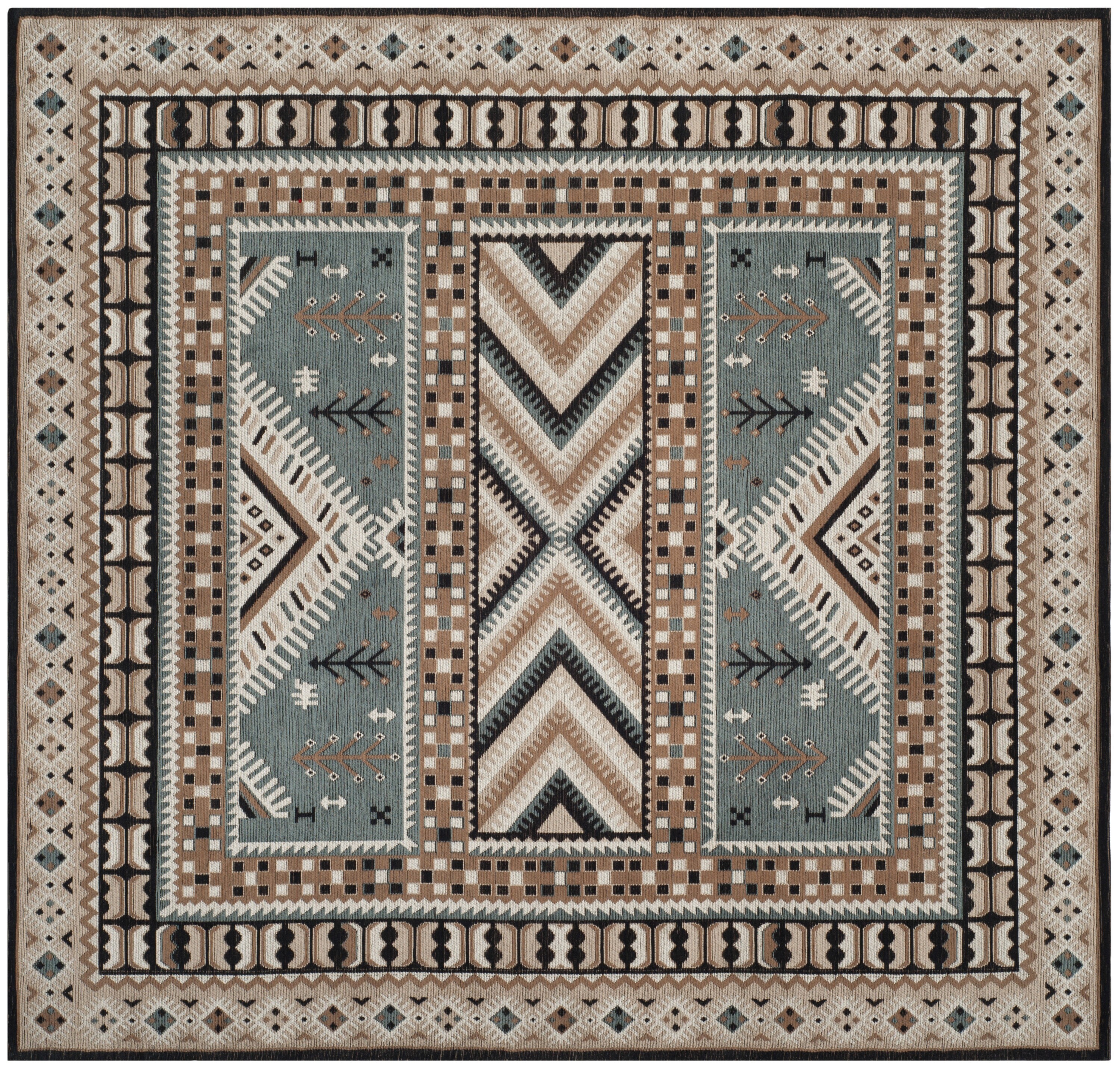 Safavieh CLV511B-6SQ Classic Vintage Clia 6 x 6 (ft) Loomed Cotton Slate/Beige Square Indoor Geometric Bohemian/Eclectic Area rug