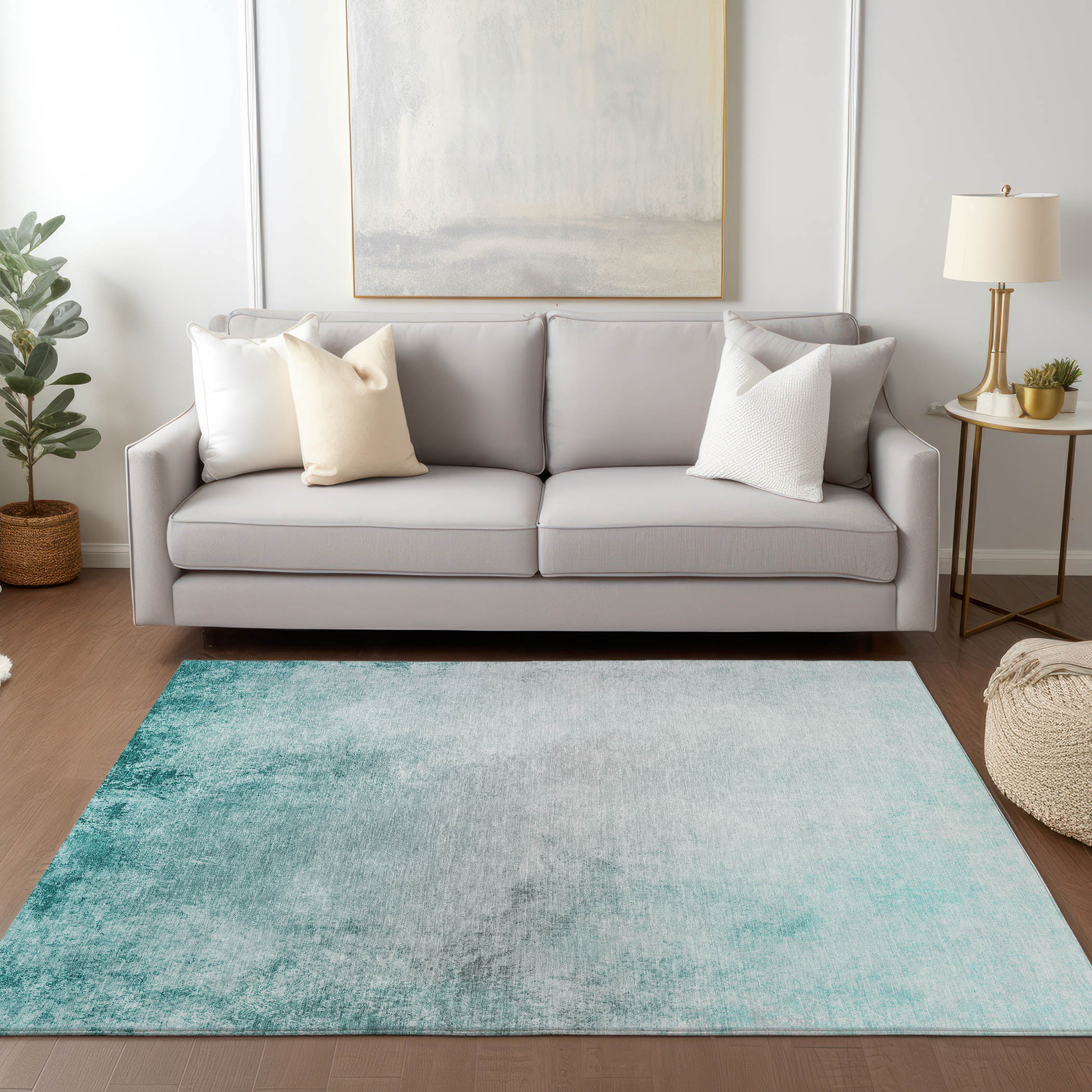 Addison Rugs ACN601TE5X8 Chantille ACN601TE 5 x 7 (ft) Polyester Teal Rectangular Indoor/Outdoor Abstract Machine washable Area rug
