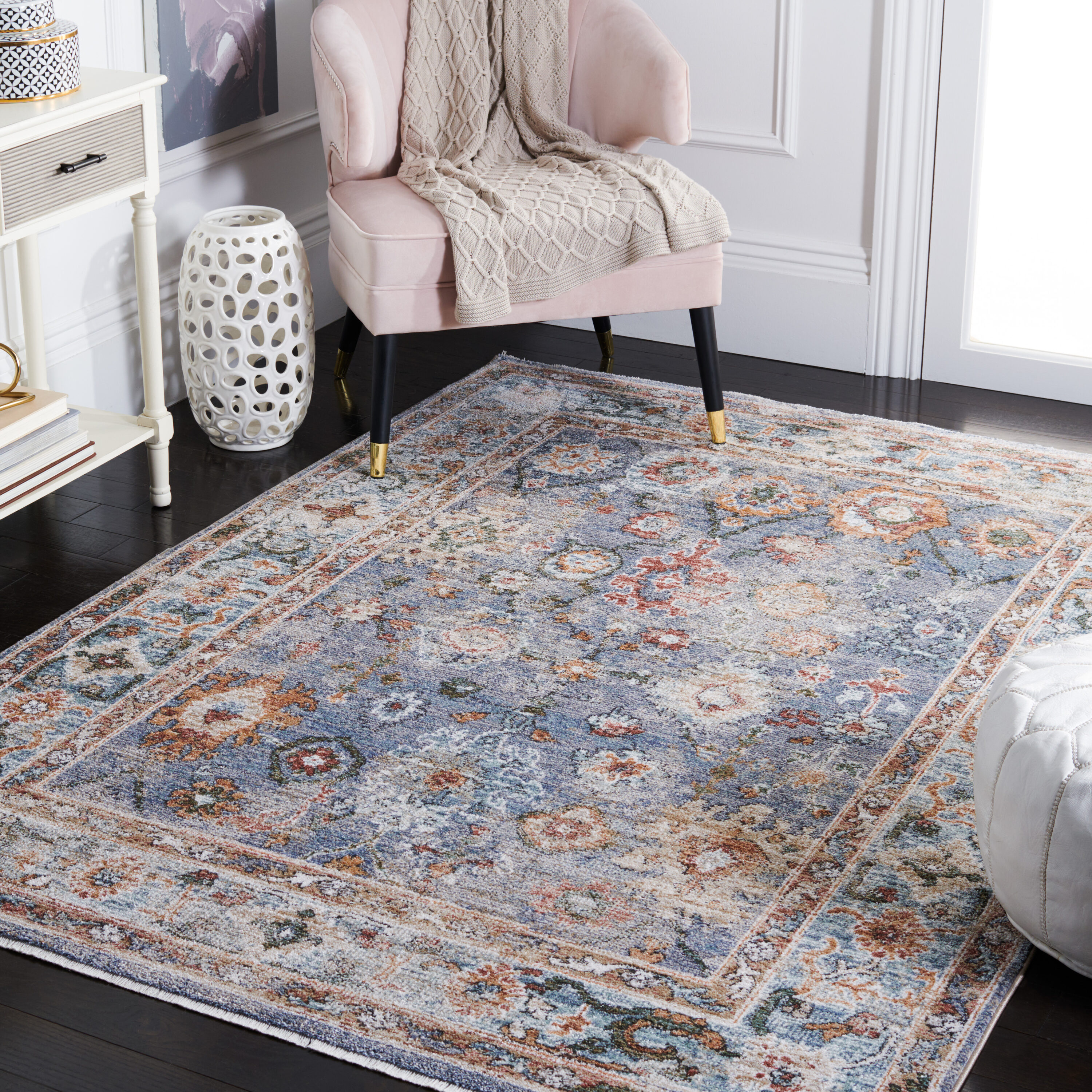  Jasmine 338 Blue/Gold Traditional 4ft-5in x 6ft-5in Rectangle Rug