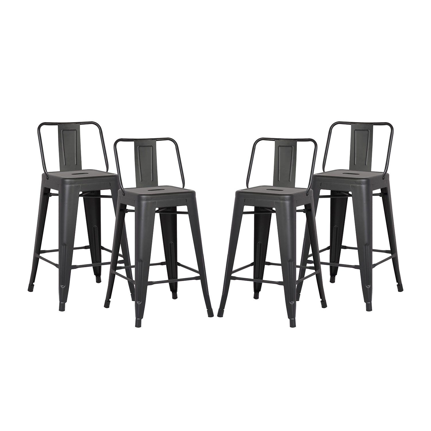 GZMR Black 24-in H Counter height Metal Bar Stool