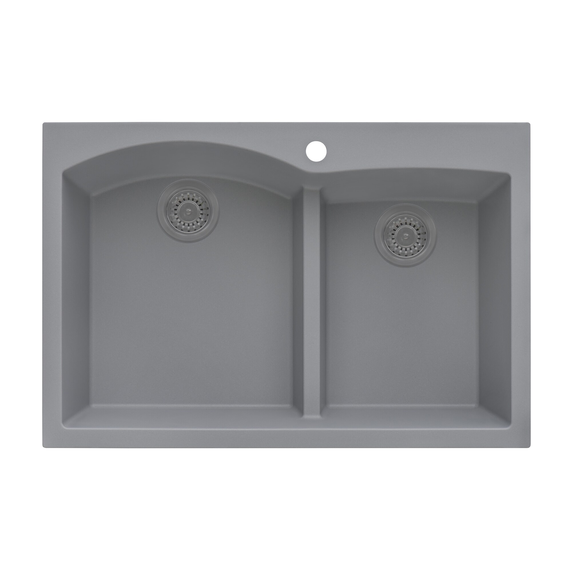 Silver Gray Stone Double Bowl Drop-in Kitchen Sink