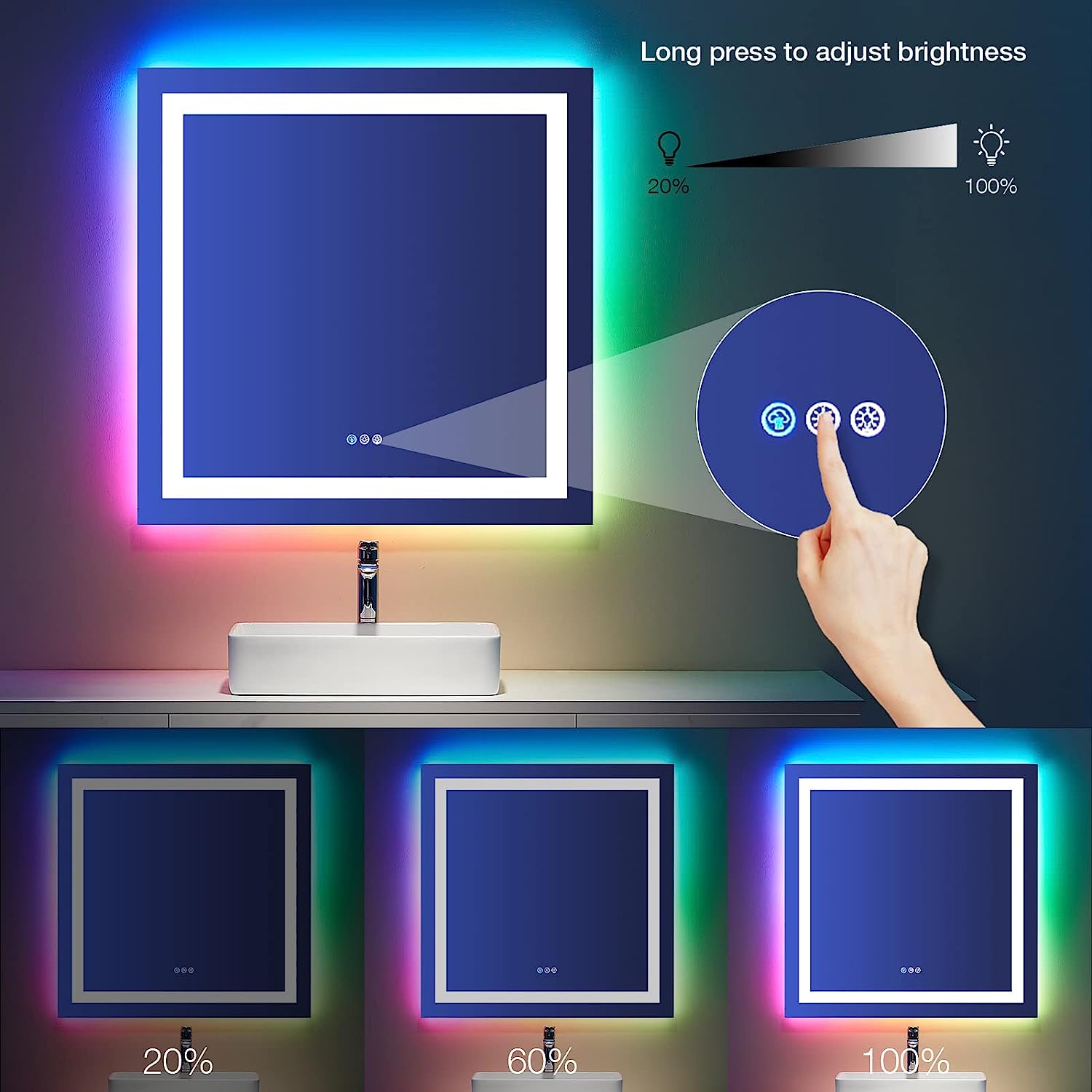LOAAO L001AC9090RGB Framed-Bath-Mirrors - View #3