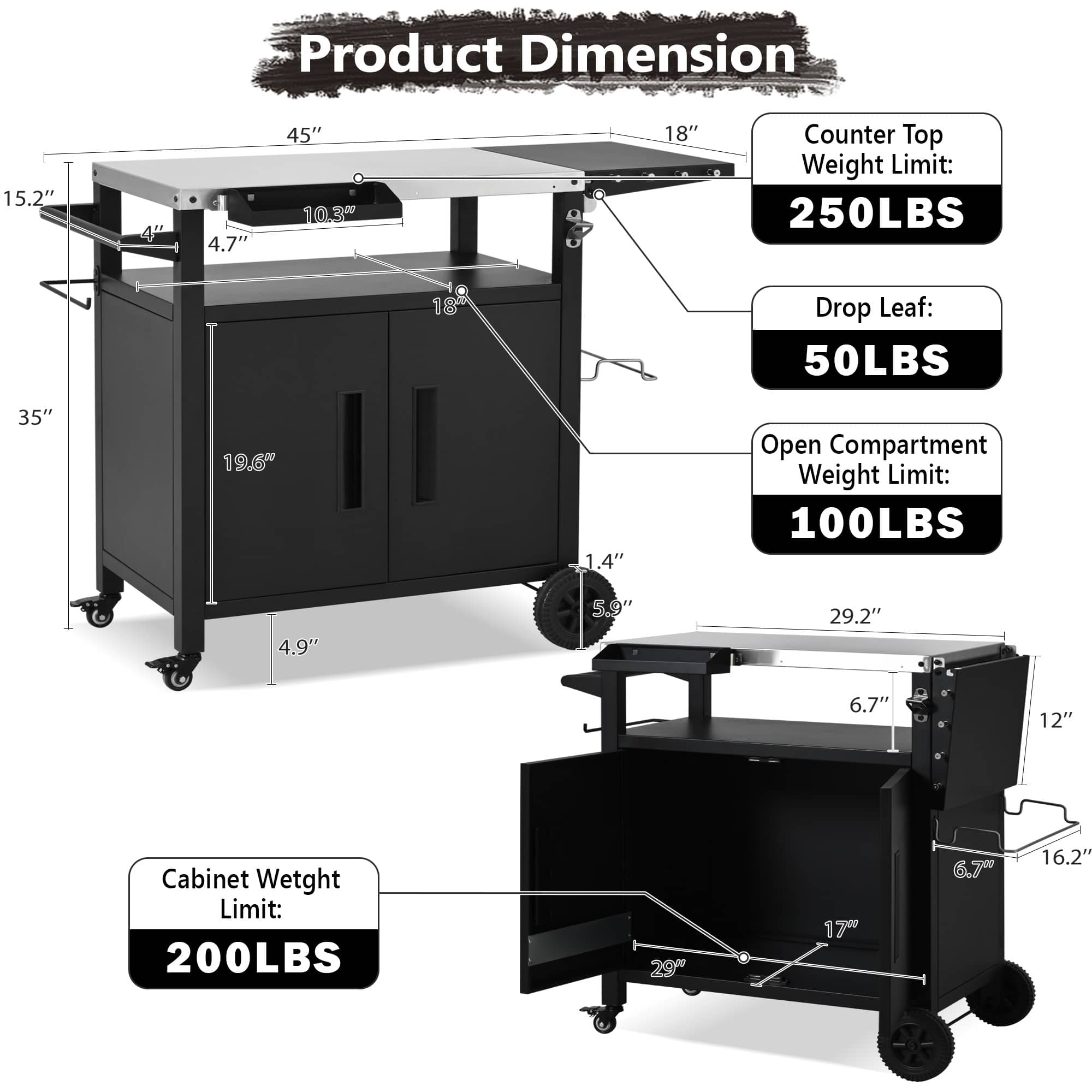 Bestier USLOW-N707P379802B Grill-Carts-Grill-Stands - View #5