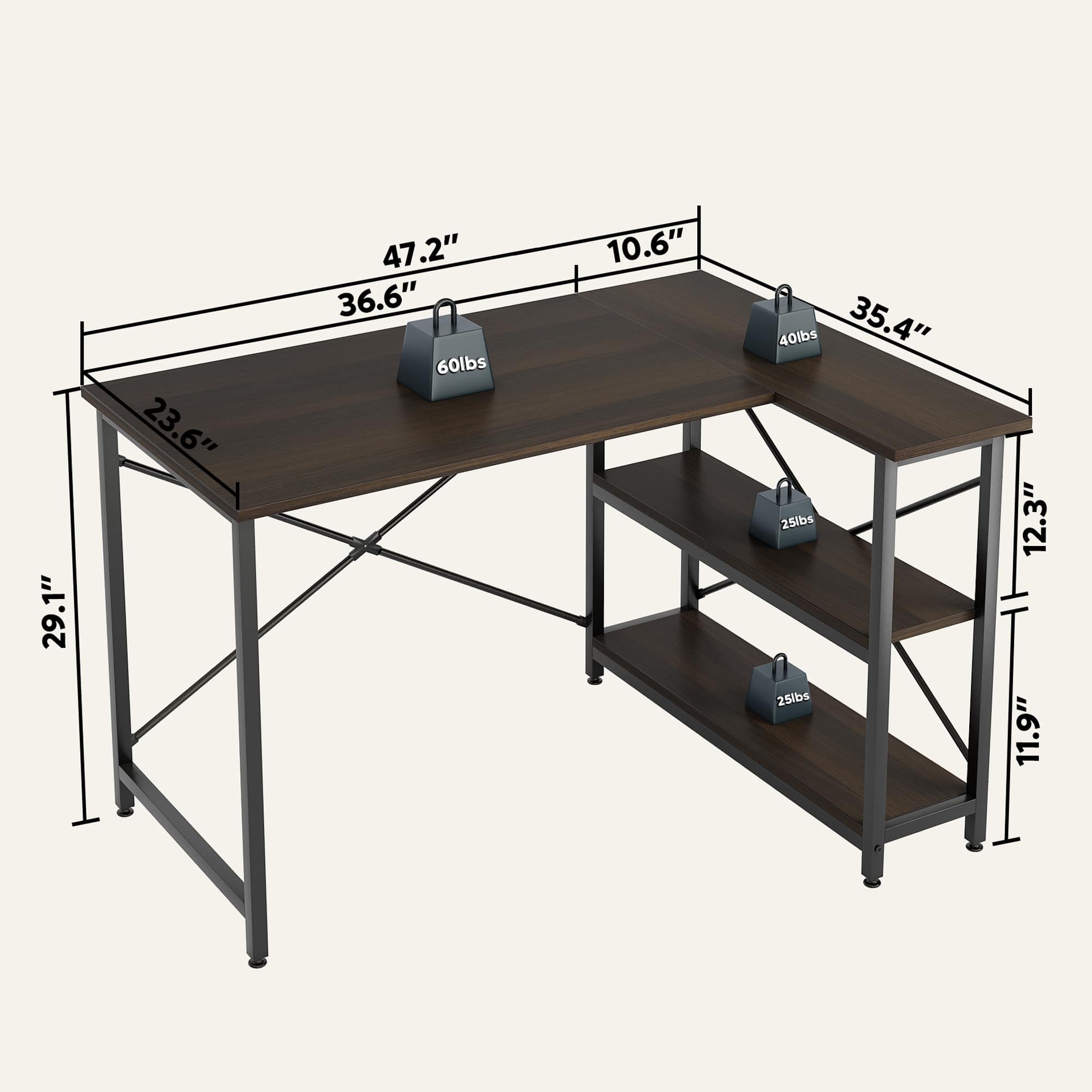 Bestier LOW-1298-D31BRN desks - View #3