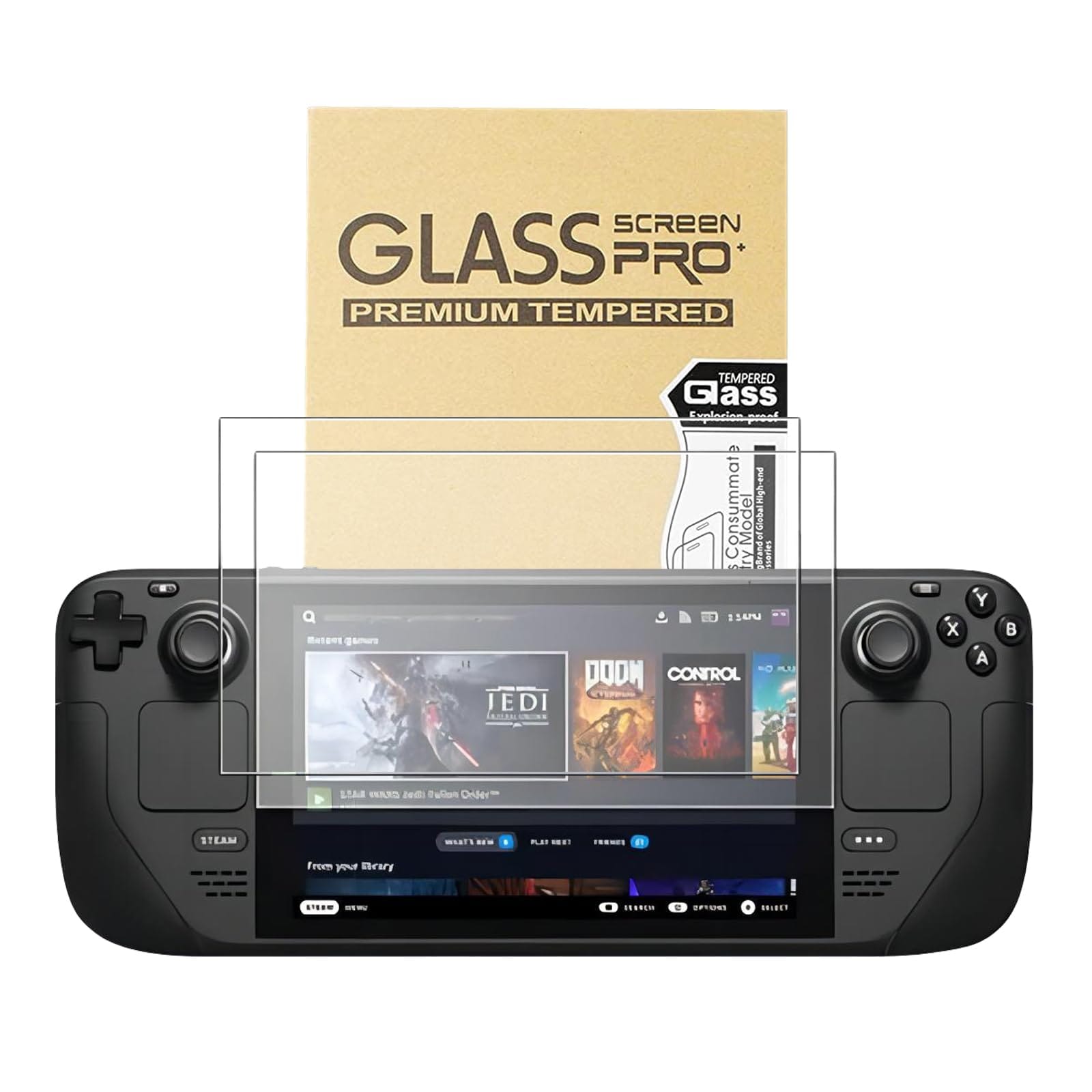 AKSCYZM  Screen Protector for Steam Deck OLED Seven point four Inch 2023 Model Two Pack Tempered Glass Film High Hardness Anti Scratch Clear