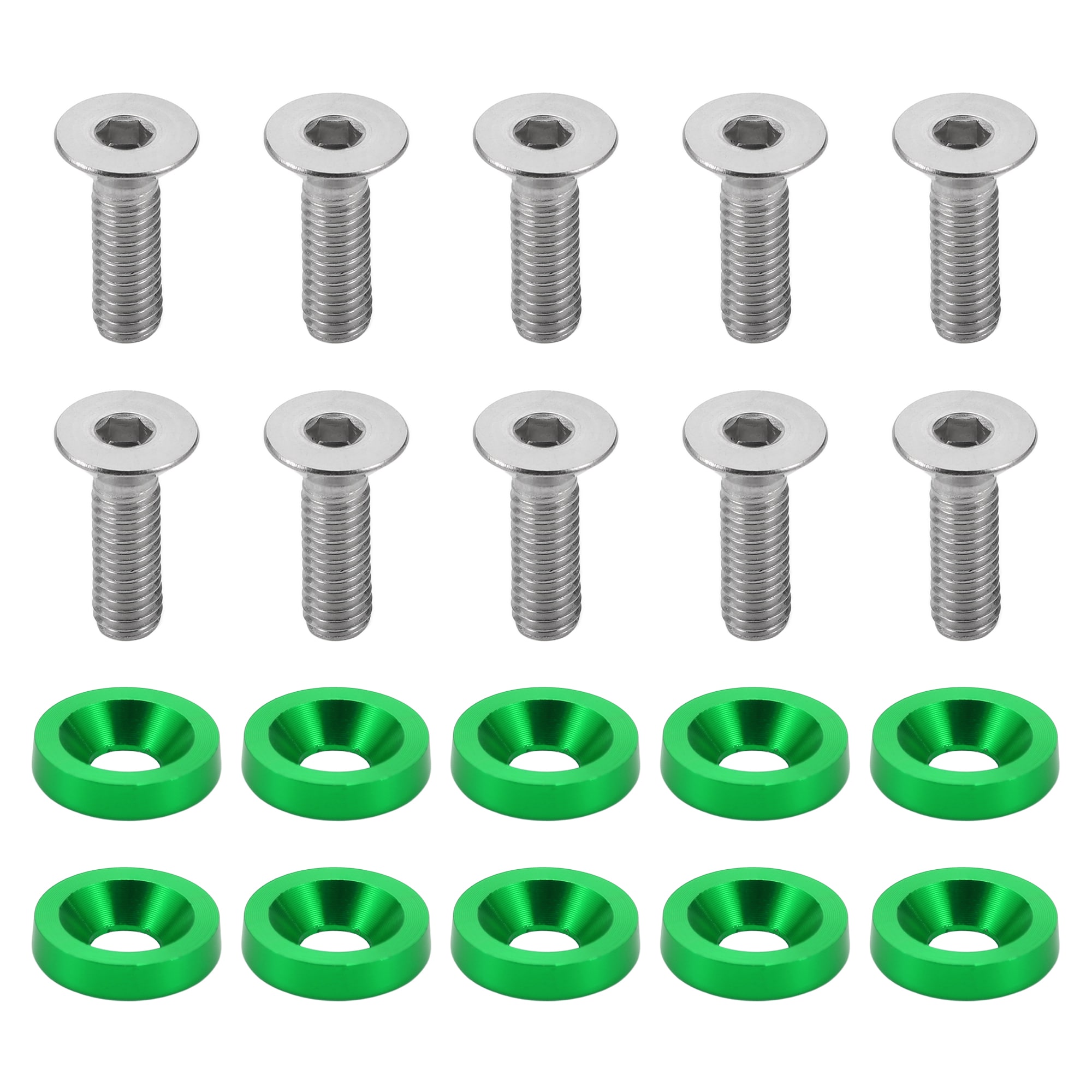 Unique Bargains Universal Car Modification M6 Gasket Bolt License Plate Frame Screw M6x1.0 Aluminium Alloy Green 1set