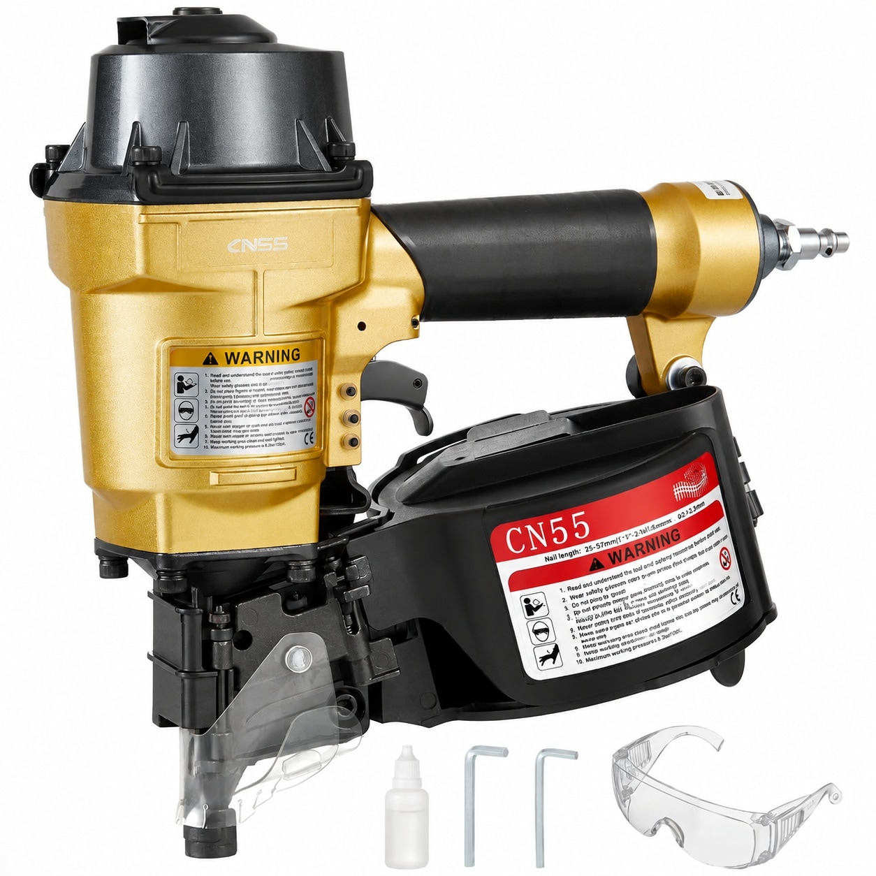 SenQWFa CN55 Coil Siding Nailer Gun For Wooden Pallet Use Accepts 1 Inch To 2 1/4 Inch Nails With 1 4 NPT Air Connector 300 To 400pcs Load #LDC0811Q220