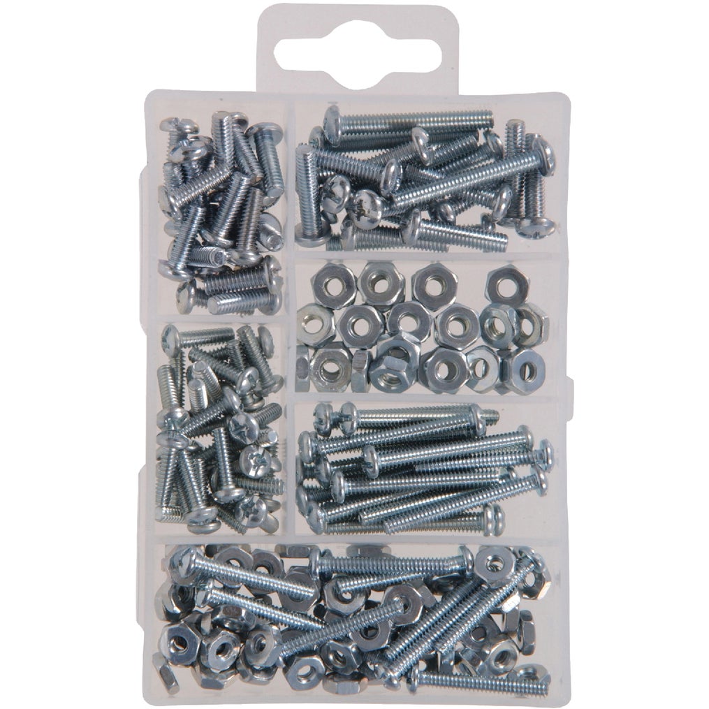 Hillman The  Group 130205 Machine Screws and Nuts Kit - 200 Pieces - Zinc Plated