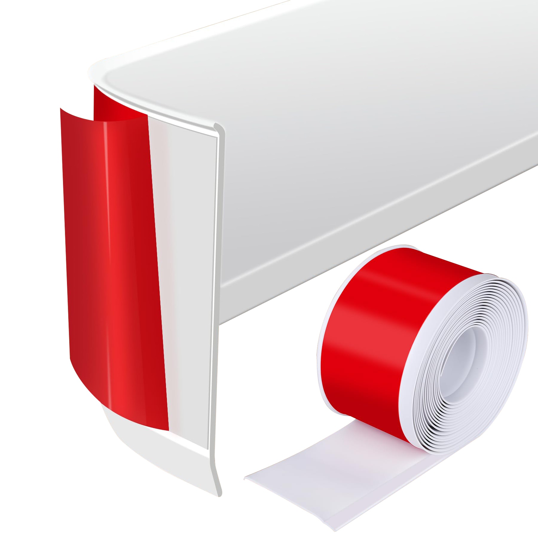 Etokfoks  PVC Self Adhesive Baseboard Trim 4 in x 20 ft Waterproof Flexible Wall and Floor Moulding with Toe Design for Gaps