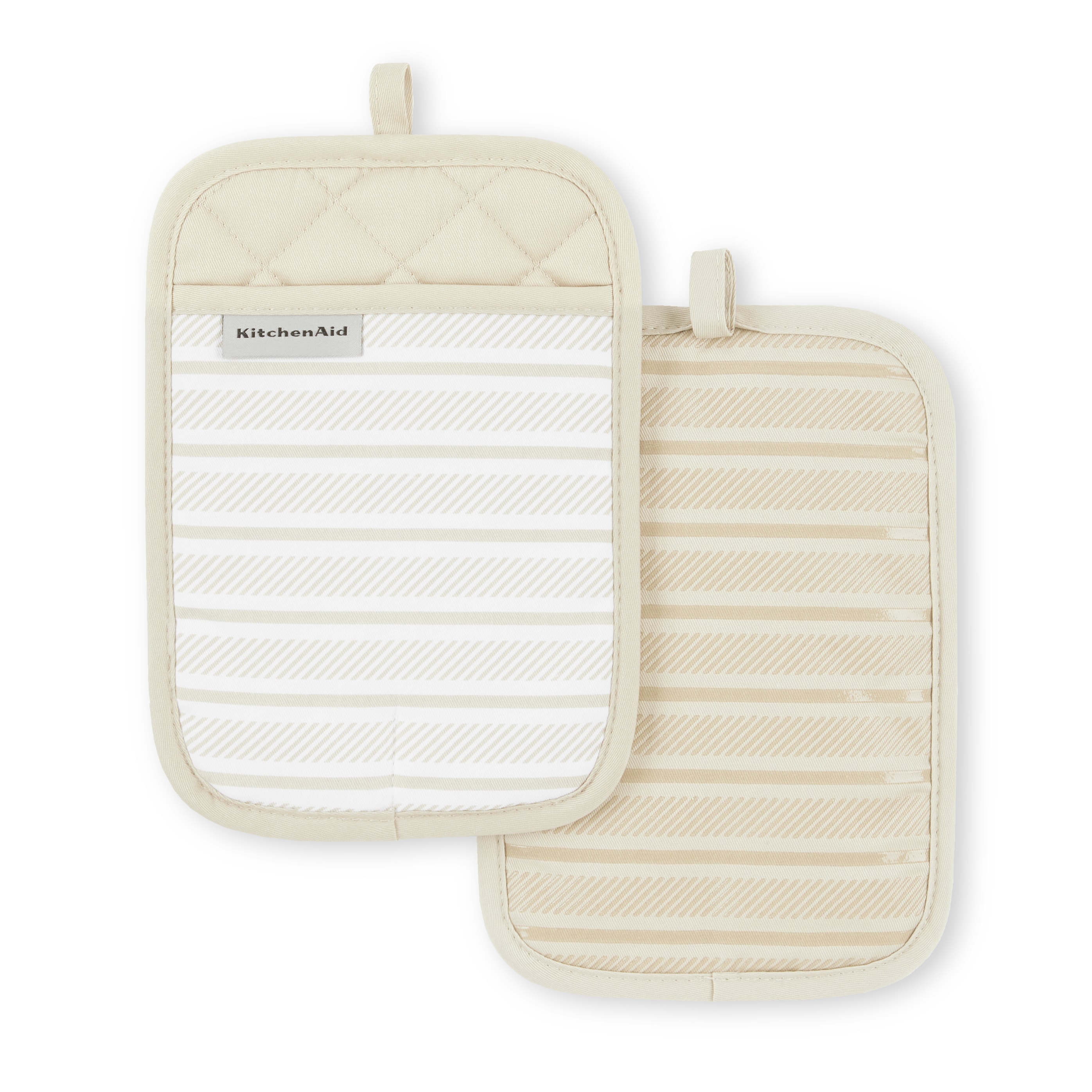 KitchenAid Albany Pot Holder Set - 2 Pack - Durable Heat Resistant Cotton -  Slip-Resistant Silicone Grip - Off-white Milkshake Color - 7x10 Inches in  the Kitchen Towels department at