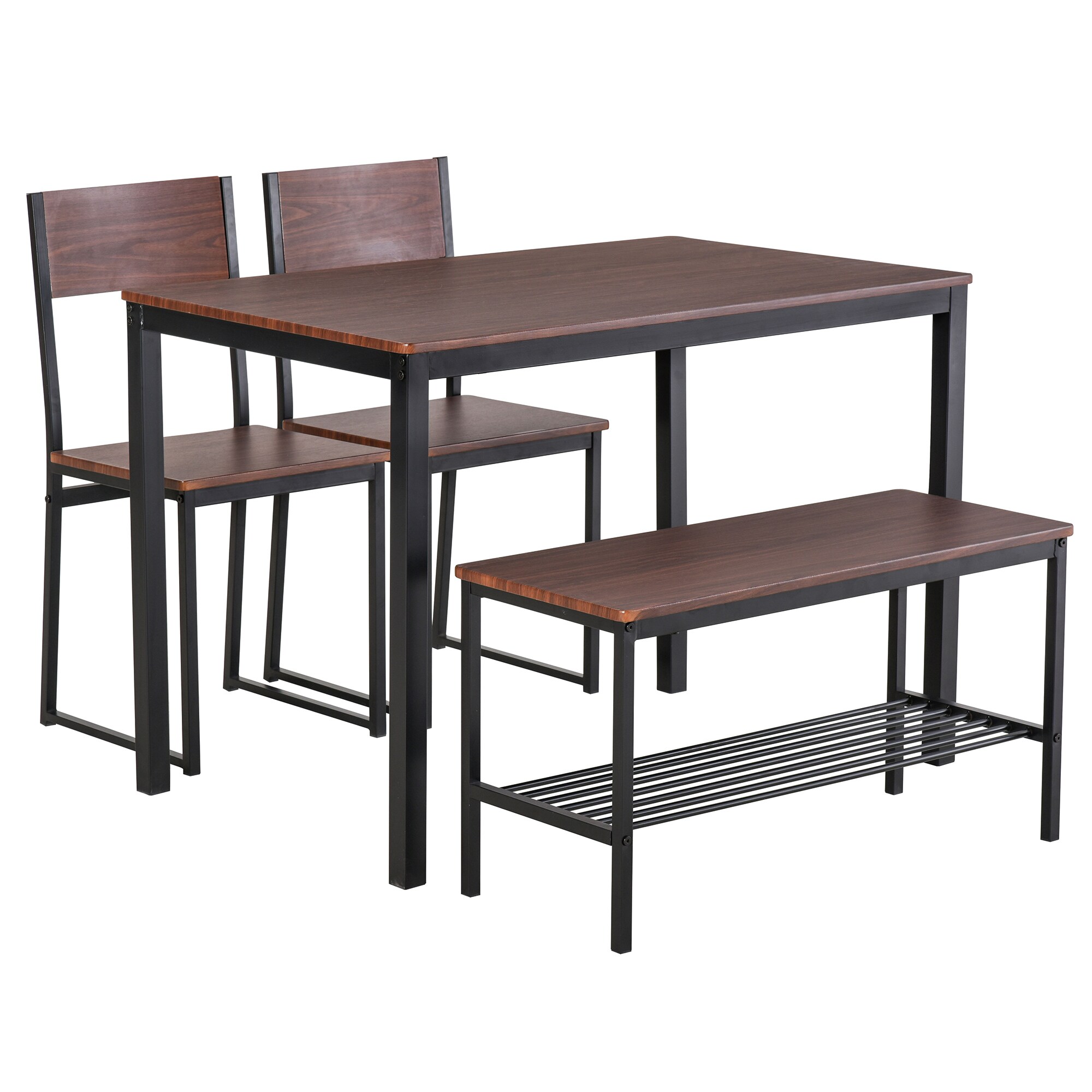 Sumyeg TR-WF191894AAE 4 Piece Dining Room Table Set Rustic Brown Contemporary/Modern Dining Room Set with Rectangular Table ( Seats 4 )