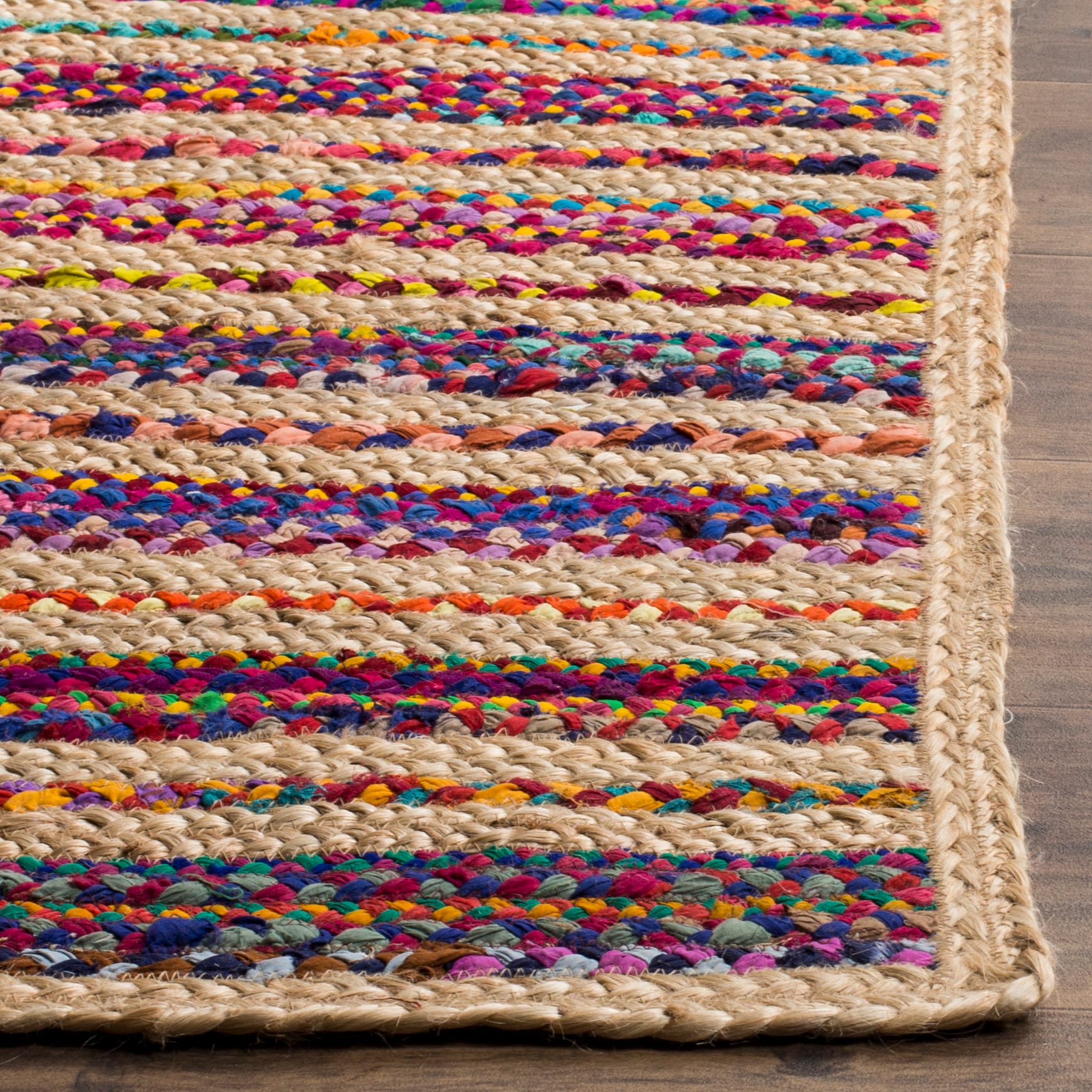 Multicolor Hand-Knotted Wool and Cotton 8' x 10' Area Rug