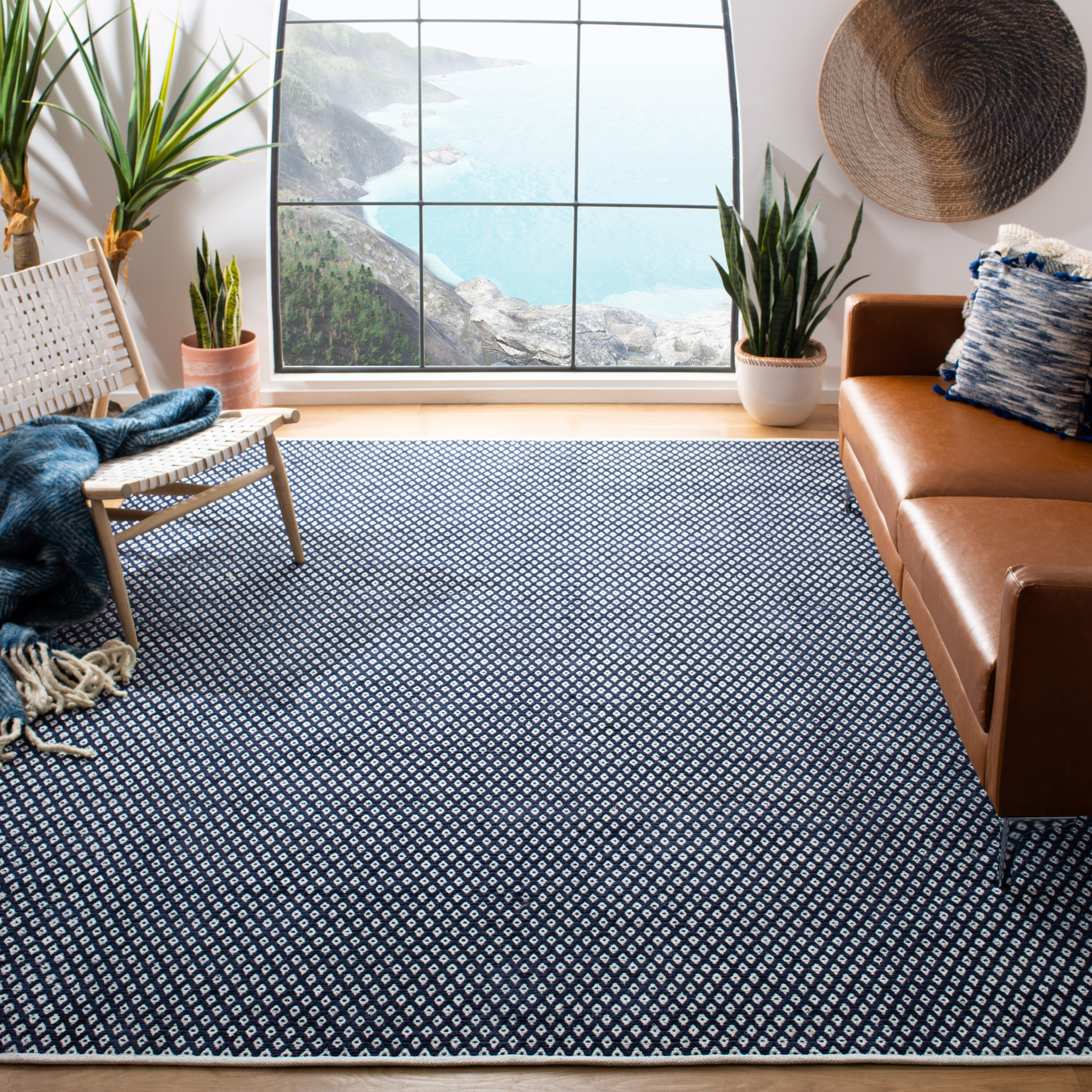  Boston 685 Navy Contemporary 8ft x 10ft Large Rectangle Rug