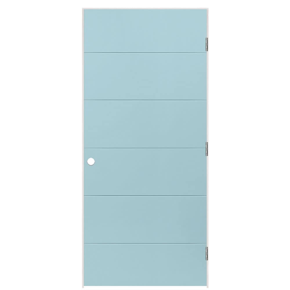 Masonite 1446626 36-in x 80-in Sea Mist Hollow core Flush Left hand Smooth Prefinished Molded composite Flat Jamb Single Prehung Interior Door