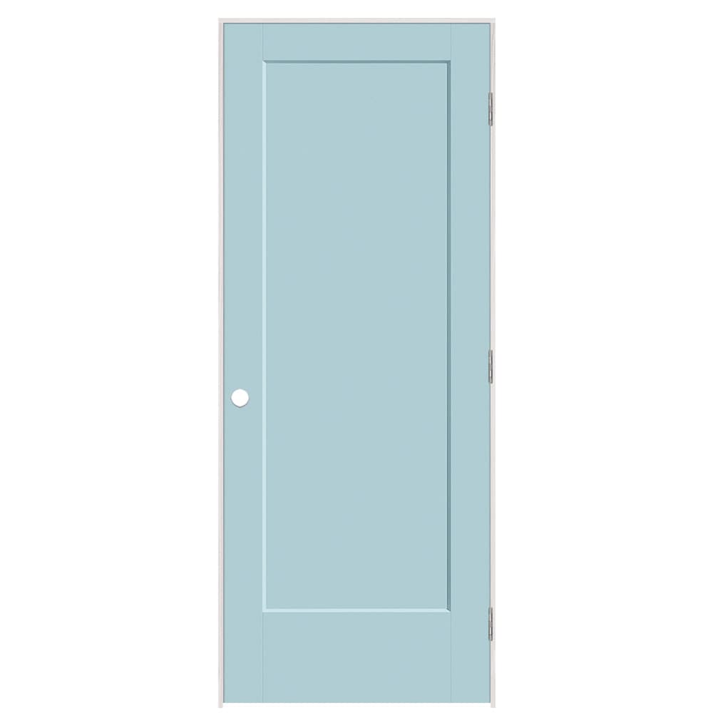 Masonite 895880 32-in x 80-in Sea Mist Solid core 1-panel square Left hand Smooth Prefinished Molded composite Flat Jamb Single Prehung Interior Door