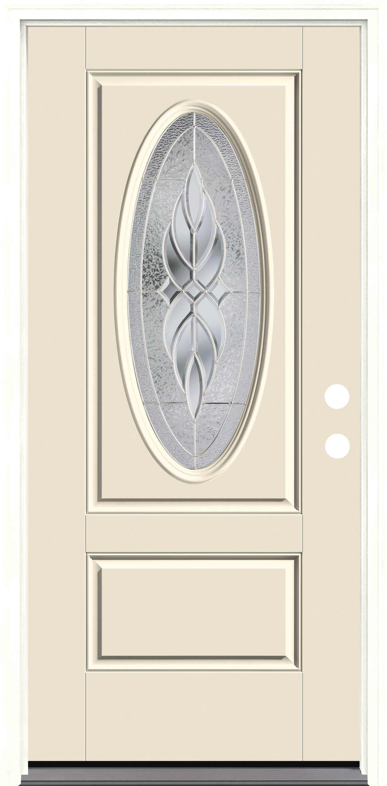 Therma-Tru TT648830 Varissa Entry Door 36-in x 80-in x 4-9/16-in Fiberglass Oval lite Left-hand inswing Unfinished Prehung Front Door with Brickmould Insulating core