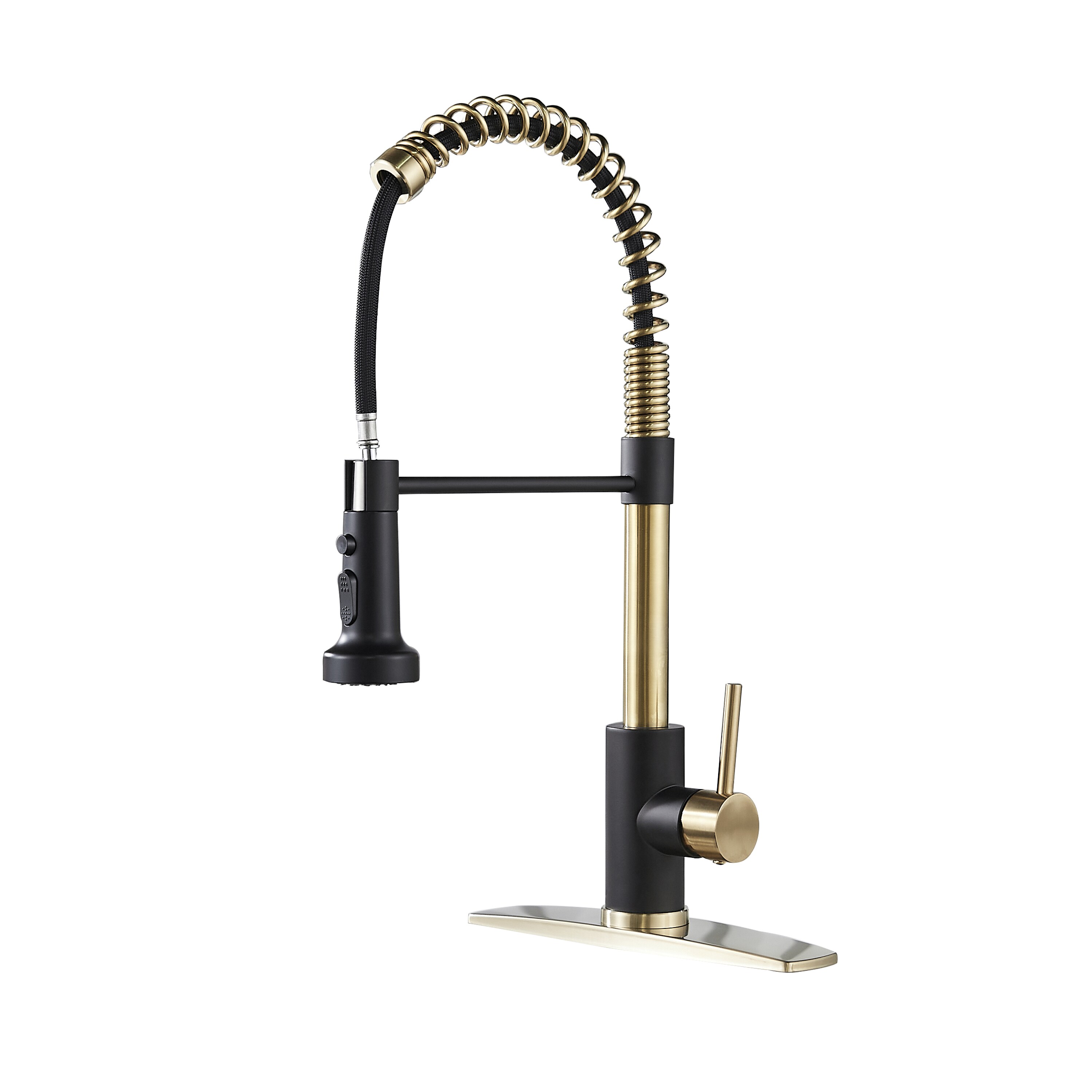 androme Black Gold Single Handle Deck-mount Kitchen Faucet with Sprayer ( Deck Plate Included )